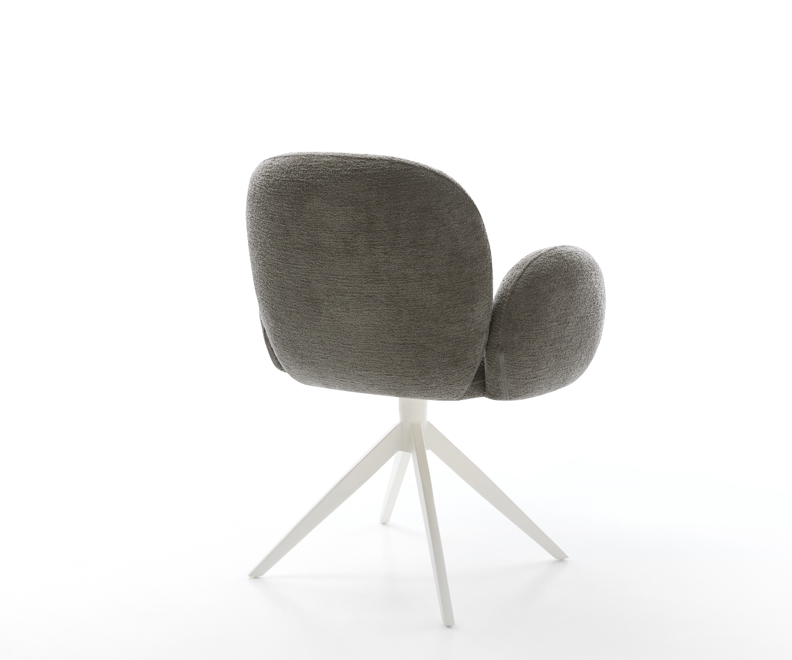 Jídelní židle Nube-Flex s područkami bouclé měkký tmavě béžová křížová podnož široká bílá otočná 360° houpací funkce taštičkové pružiny - Obrázek 5