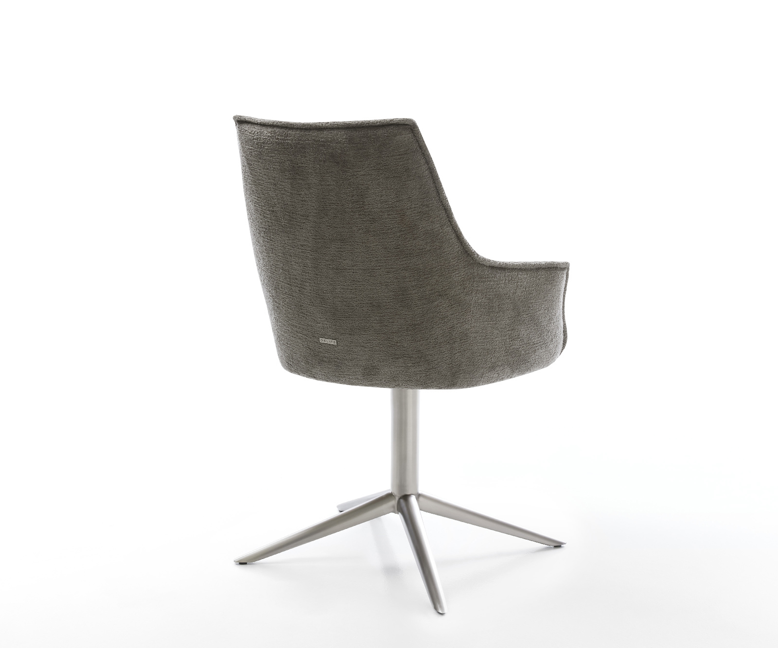 Jídelní židle Alja-Flex s područkami bouclé měkký tmavě béžová křížová podnož nerezová ocel 360° otočný houpací funkce taštičkové pružiny - Obrázek 5