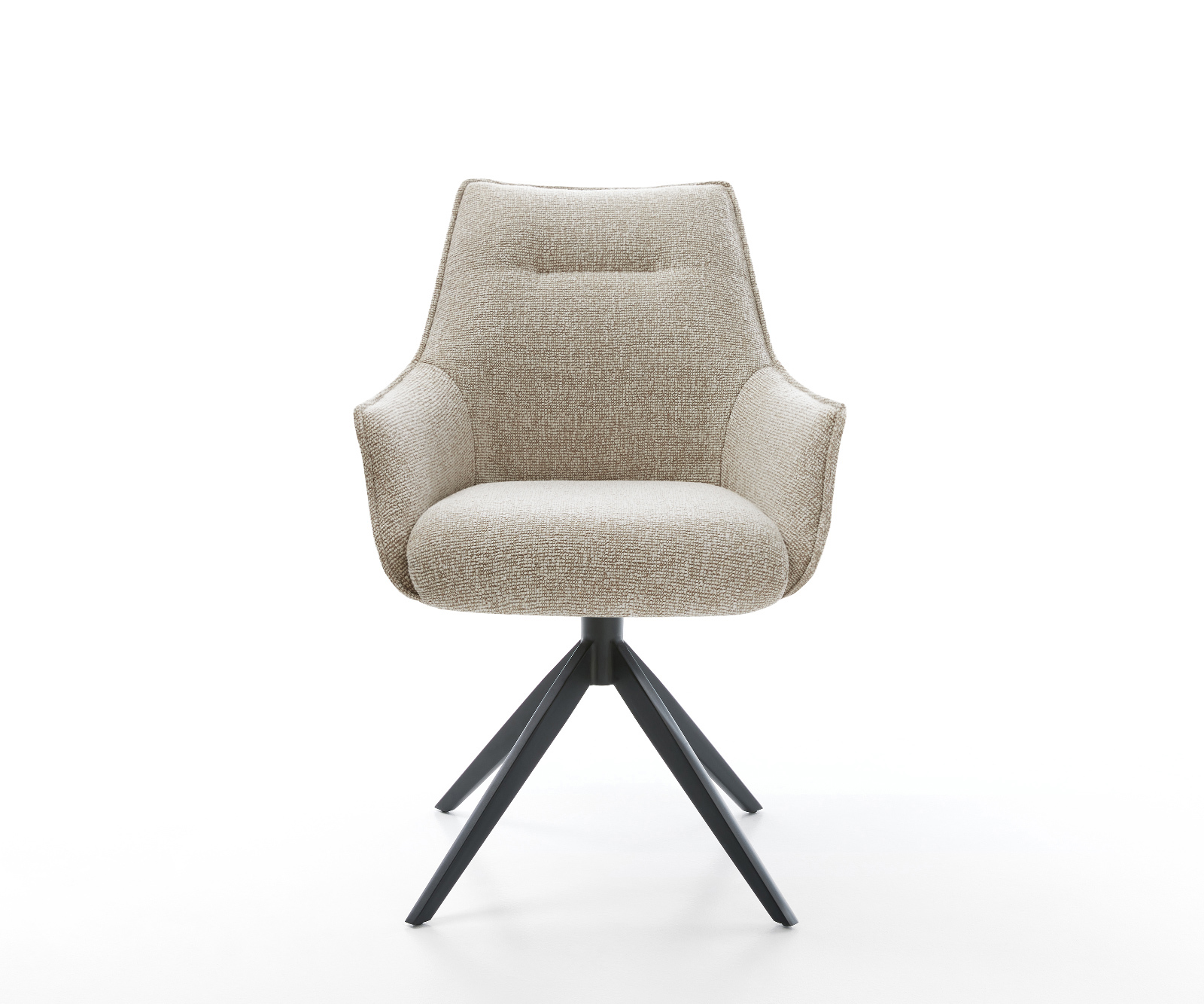 Jídelní židle Alja-Flex s područkami tkanina Měkký béžová křížová podnož široká černá 360° otočný houpací funkce taštičkové pružiny - Obrázek 2