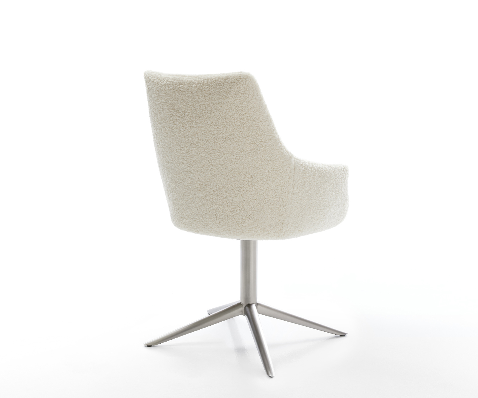 Jídelní židle Alja-Flex s područkami plyšový manšestr béžová křížová podnož nerezová ocel 360° otočný houpací funkce taštičkové pružiny - Obrázek 5