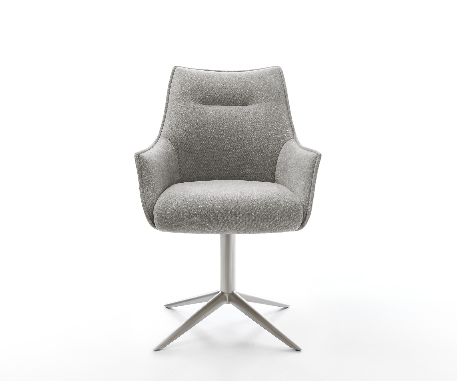 Jídelní židle Alja-Flex s područkami potah z látky Měkký šedá křížová podnož nerezová ocel 360° otočný houpací funkce taštičkové pružiny - Obrázek 2