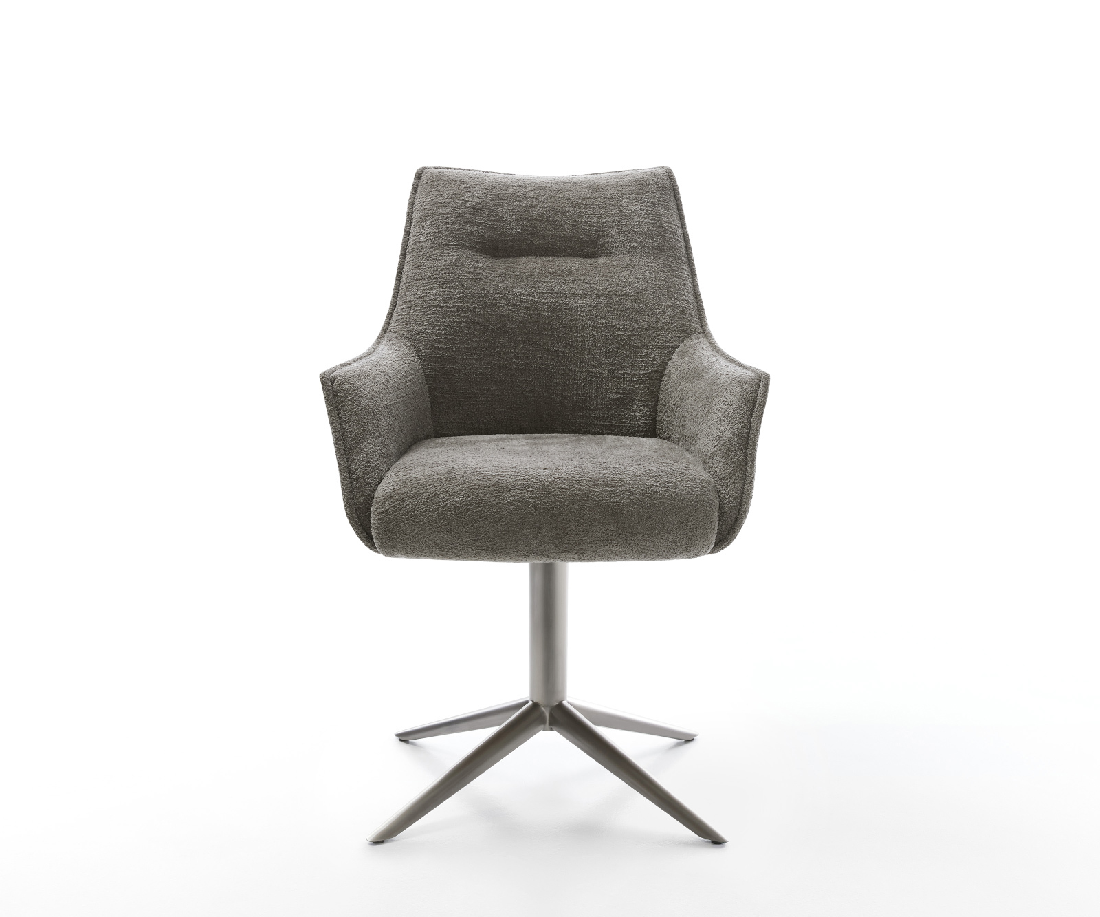 Jídelní židle Alja-Flex s područkami bouclé měkký tmavě béžová křížová podnož grafit 360° otočný houpací funkce taštičkové pružiny - Obrázek 2