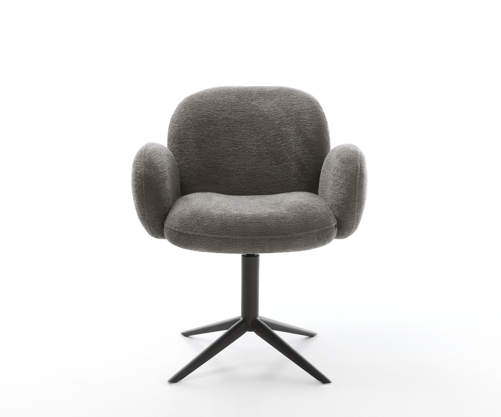 Jídelní židle Nube-Flex s područkami bouclé měkký tmavě béžová křížová podnož černá 360° otočný houpací funkce taštičkové pružiny - Obrázek 2