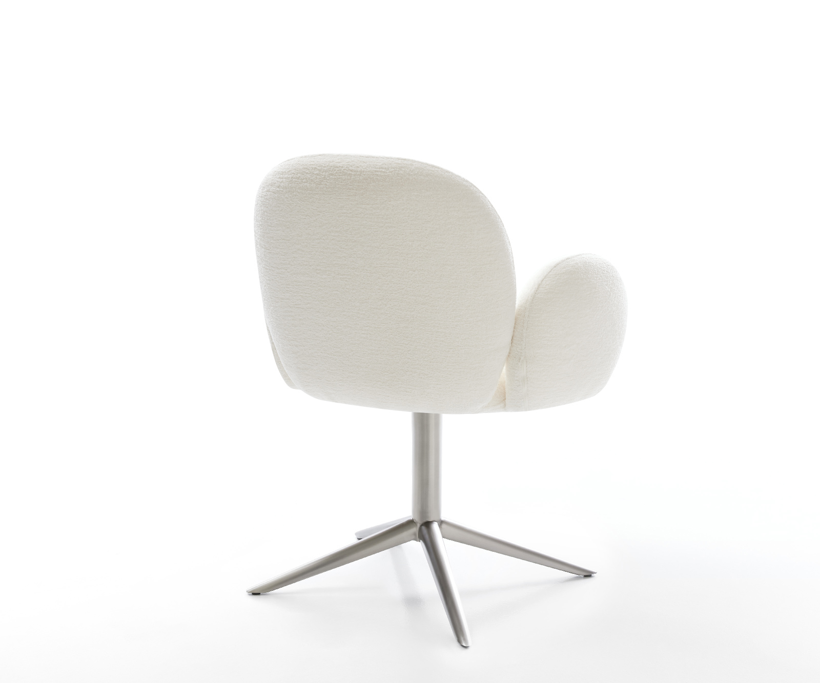 Jídelní židle Nube-Flex s područkami bouclé měkký béžová podnož křížová nerezová ocel 360° otočný houpací funkce taštičkové pružiny - Obrázek 5