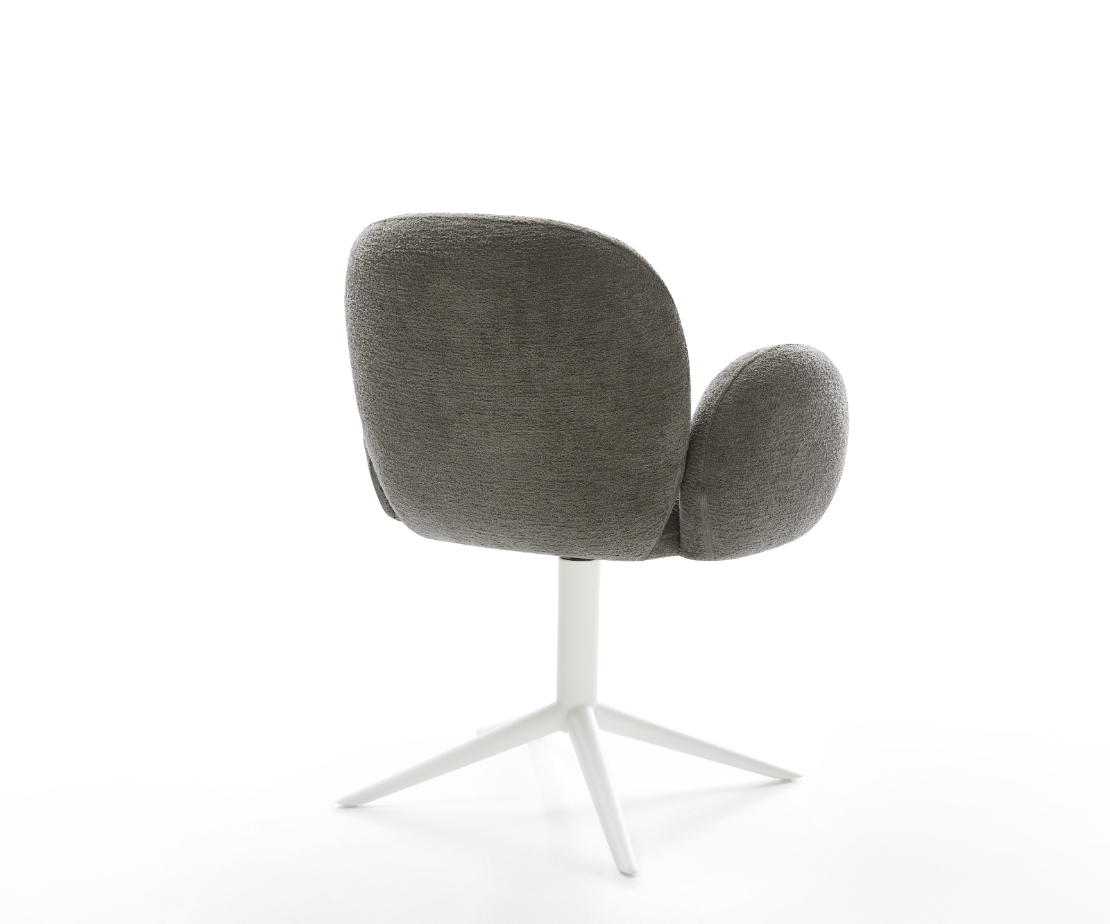 Jídelní židle Nube-Flex s područkami bouclé měkký tmavě béžová křížová podnož bílá 360° otočný houpací funkce taštičkové pružiny - Obrázek 5