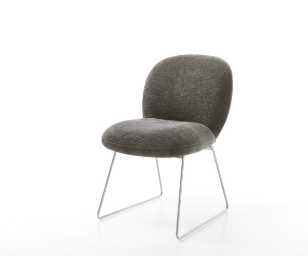 Jídelní židle Nube-Flex bouclé měkký tmavě béžová tenká podnož nerezová ocel taštičkové pružiny