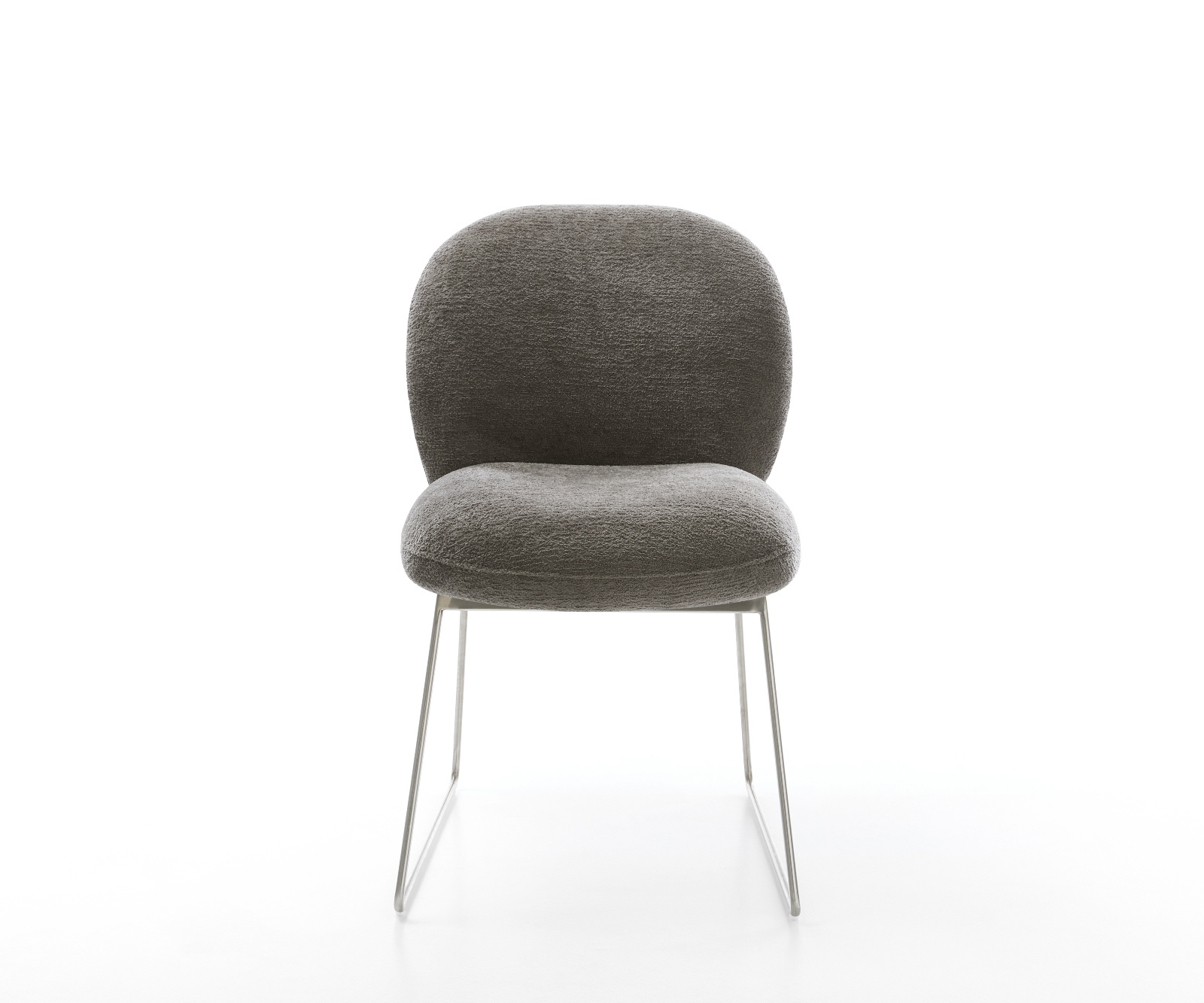 Jídelní židle Nube-Flex bouclé měkký tmavě béžová tenká podnož nerezová ocel taštičkové pružiny - Obrázek 2