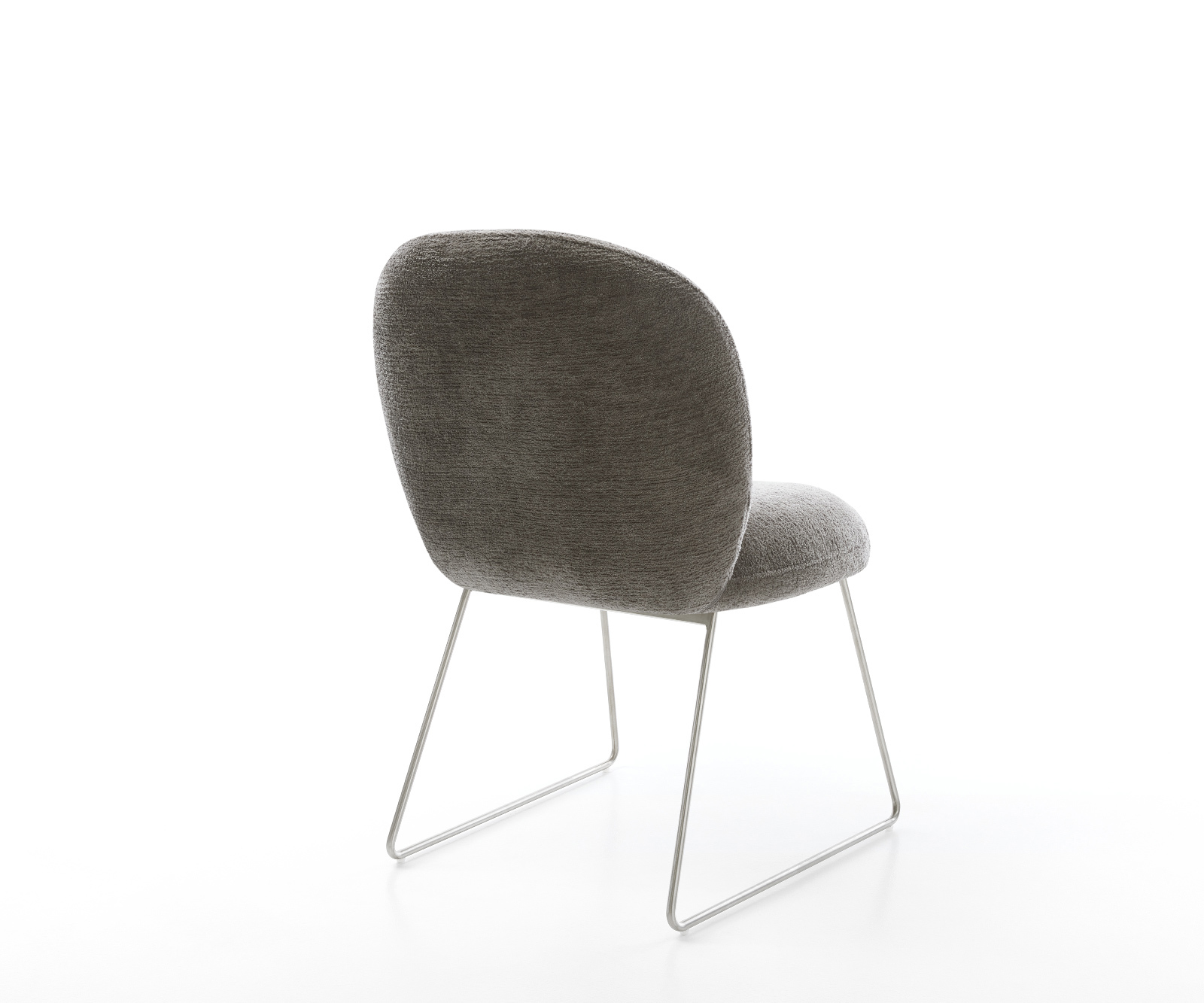 Jídelní židle Nube-Flex bouclé měkký tmavě béžová tenká podnož nerezová ocel taštičkové pružiny - Obrázek 5