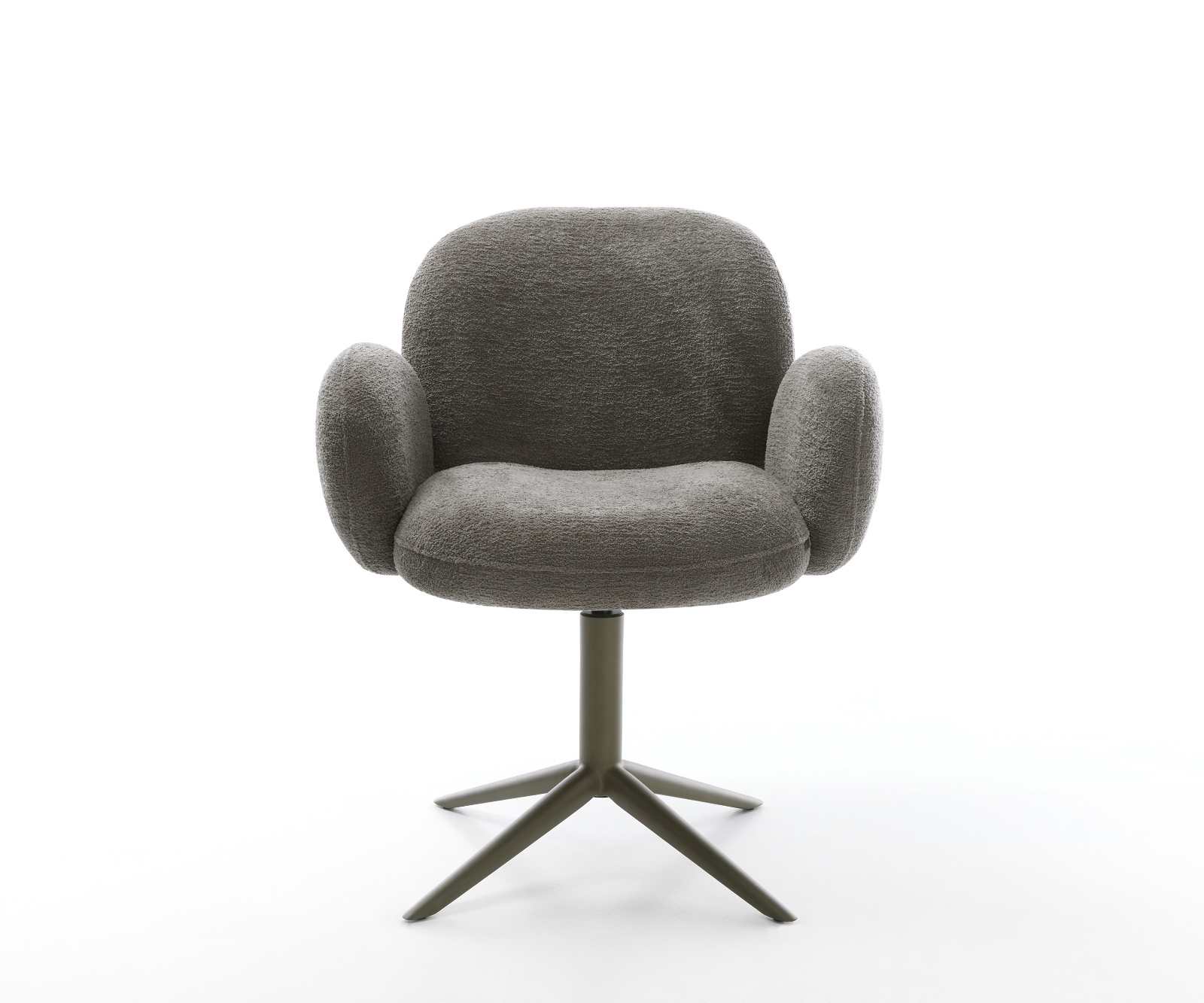 Jídelní židle Nube-Flex s područkami bouclé měkký tmavě béžová křížová podnož titanová barva 360° otočný houpací funkce taštičkové pružiny - Obrázek 2