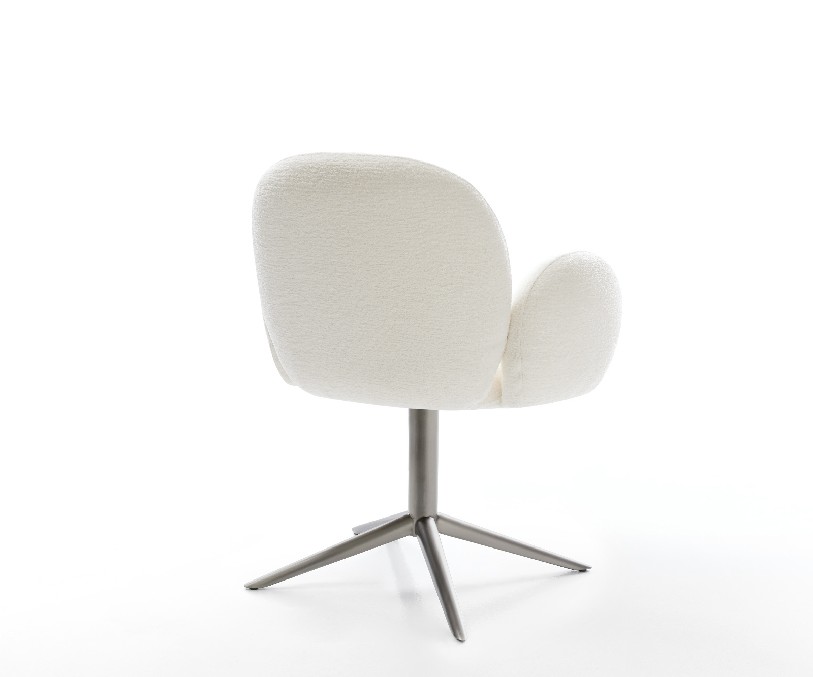 Jídelní židle Nube-Flex s područkami bouclé měkký béžová křížová podnož grafitová 360° otočný houpací funkce taštičkové pružiny - Obrázek 5