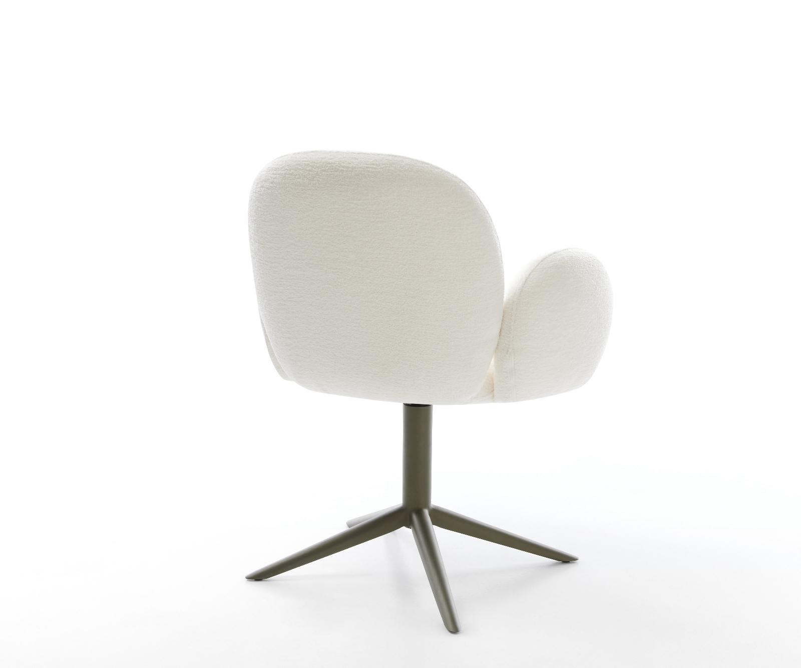 Jídelní židle Nube-Flex s područkami bouclé měkký béžová křížová podnož titanová barva 360° otočný houpací funkce taštičkové pružiny - Obrázek 5