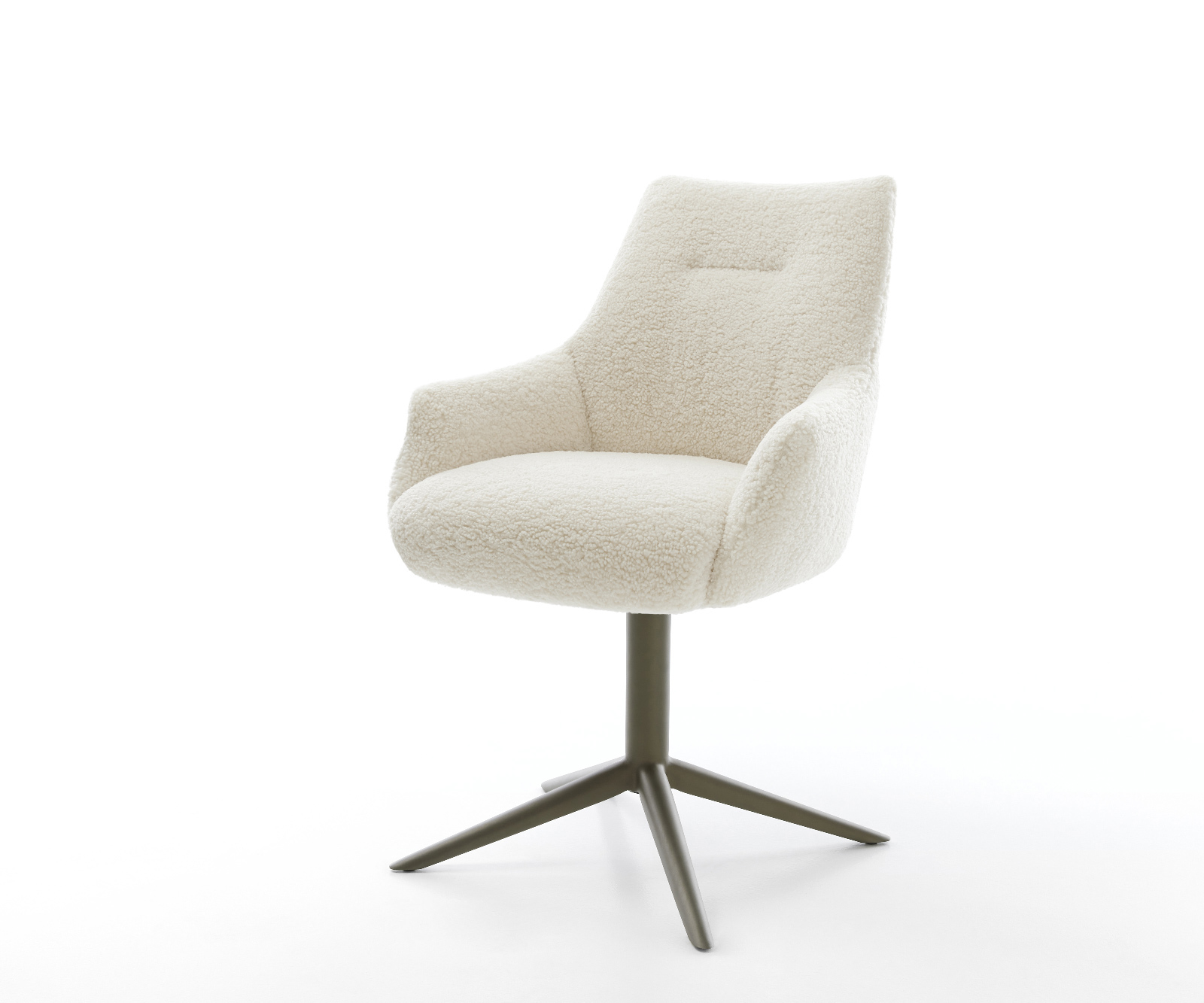 Jídelní židle Alja-Flex s područkami plyšový manšestr béžová křížová podnož titanová barva 360° otočný houpací funkce taštičkové pružiny