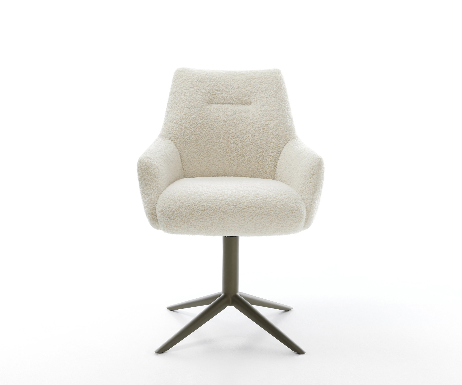 Jídelní židle Alja-Flex s područkami plyšový manšestr béžová křížová podnož titanová barva 360° otočný houpací funkce taštičkové pružiny - Obrázek 2