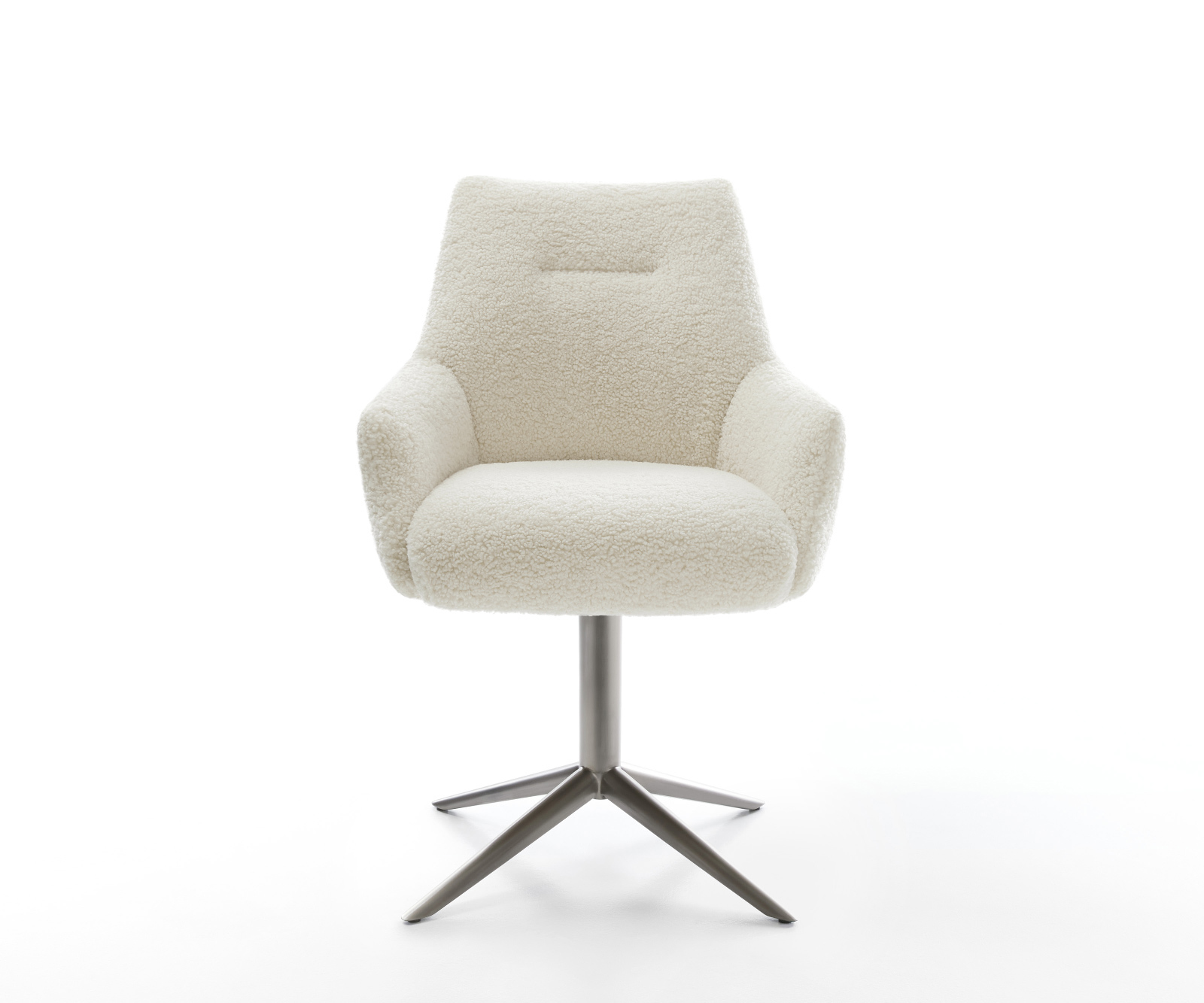 Jídelní židle Alja-Flex s područkami plyšový manšestr béžová křížová podnož grafit 360° otočný houpací funkce taštičkové pružiny - Obrázek 2