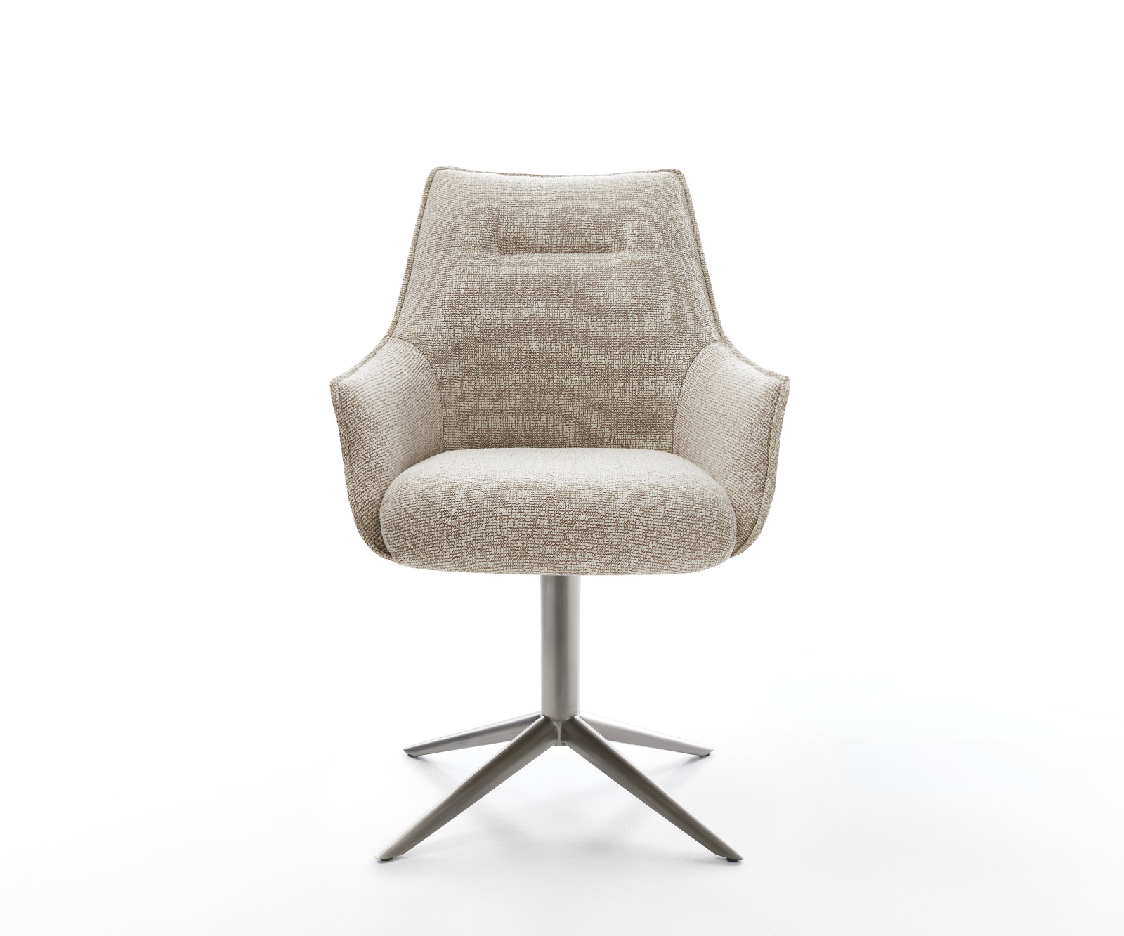 Jídelní židle Alja-Flex s područkami látka Měkký béžová křížová podnož grafit 360° otočný houpací funkce taštičkové pružiny - Obrázek 2