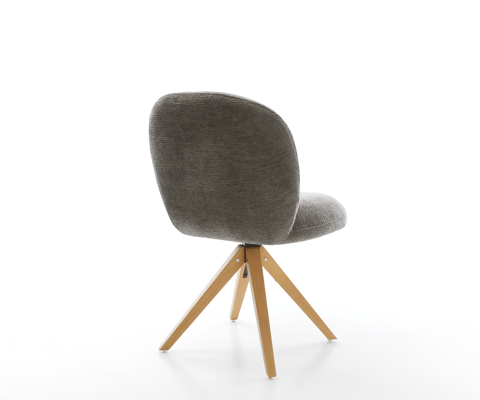 Jídelní židle Nube-Flex bouclé měkký tmavě béžová dřevěná podnož hranatá přírodní 180° otočný taštičkové pružiny - Obrázek 5