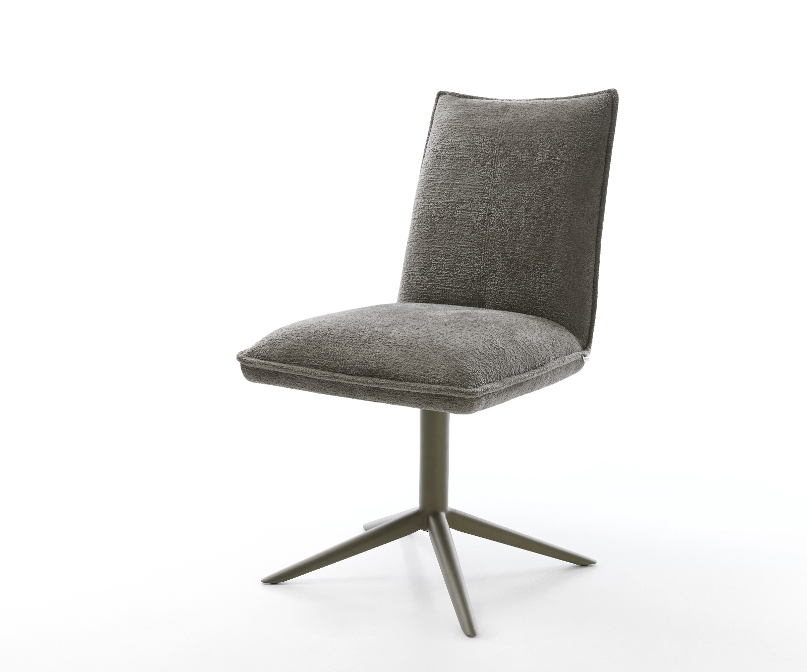 Jídelní židle Lelio-Flex bouclé měkký tmavě béžová křížová podnož titanová barva 360° otočný houpací funkce taštičkové pružiny