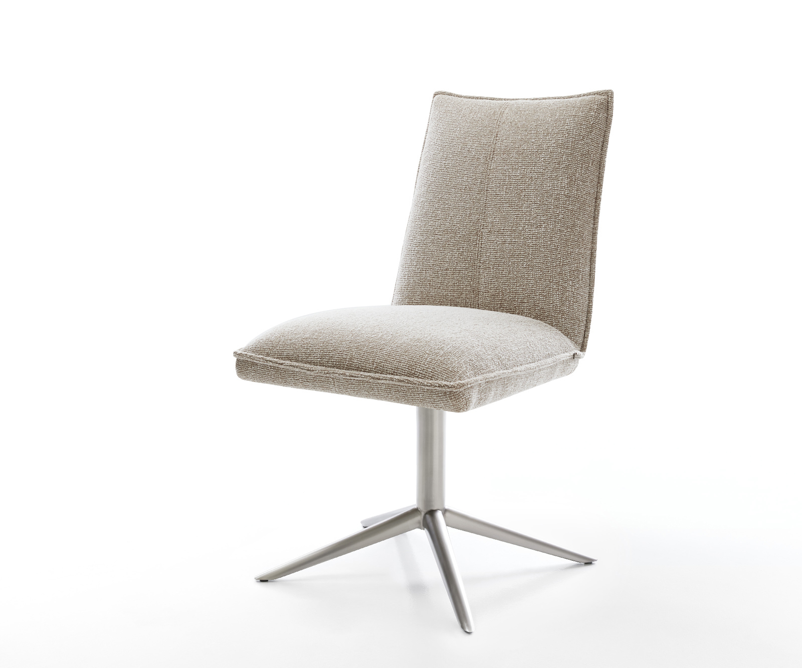 Jídelní židle Lelio-Flex tkanina Měkký béžová křížová podnož nerezová ocel 360° otočný houpací funkce taštičkové pružiny