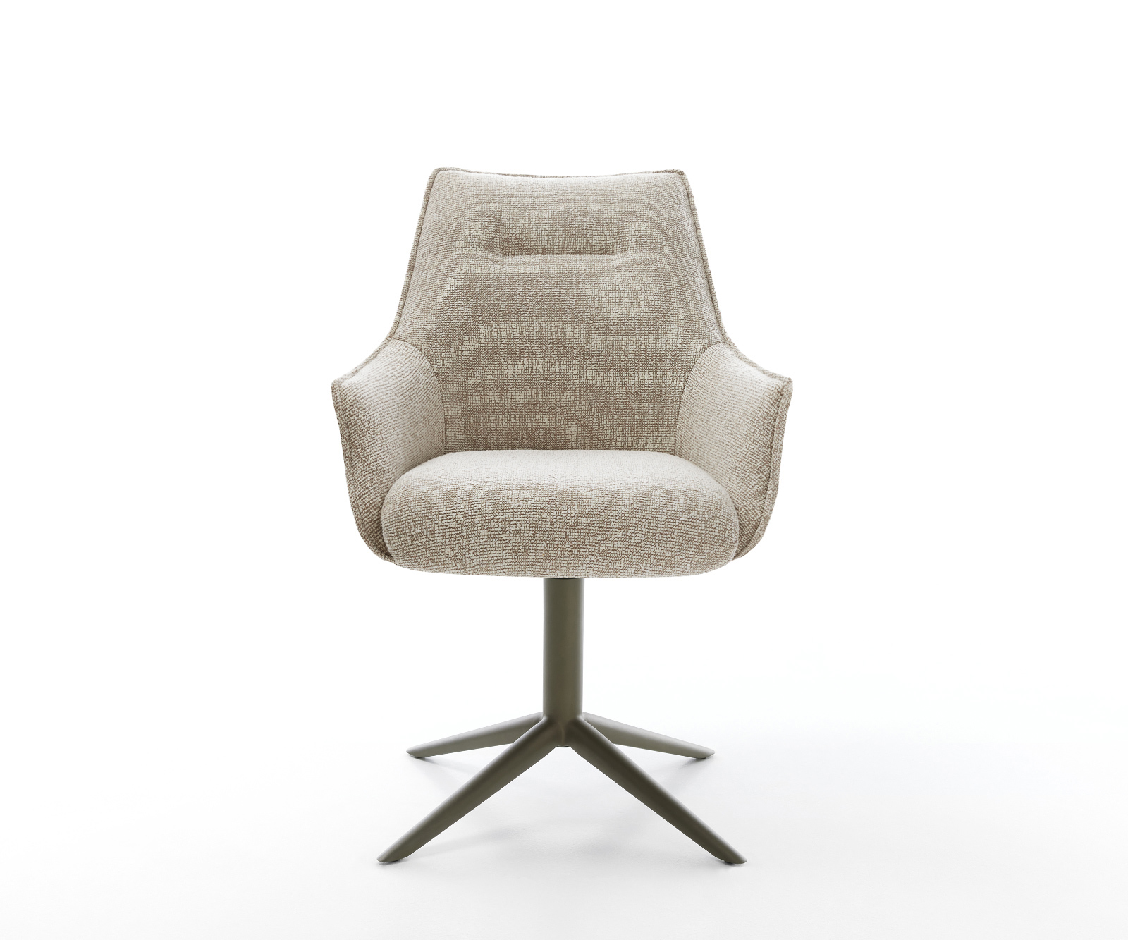 Jídelní židle Alja-Flex s područkami látka Měkký béžová křížová podnož Titanová barva 360° otočný houpací funkce taštičkové pružiny - Obrázek 2