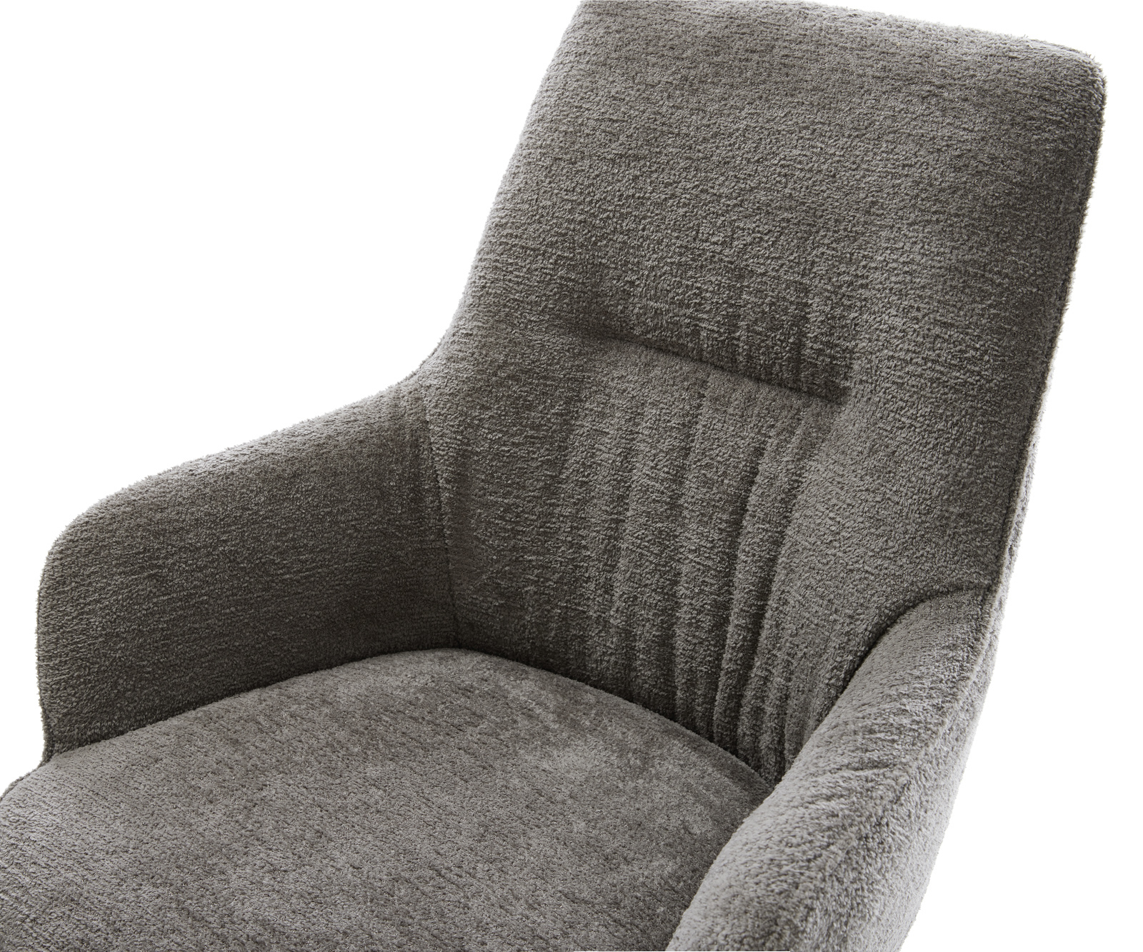 Jídelní židle Zelia-Flex s područkami bouclé měkký tmavě béžová křížová podnož široká grafitová 360° otočná houpací funkce taštičkové pružiny - Obrázek 4