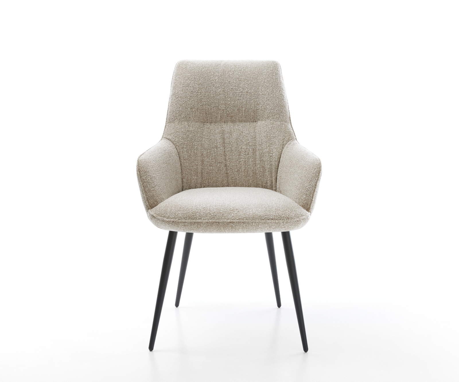 Jídelní židle Zelia-Flex s područkami látka Měkký béžová 4-nohá zúžená černá taštičkové pružiny - Obrázek 2