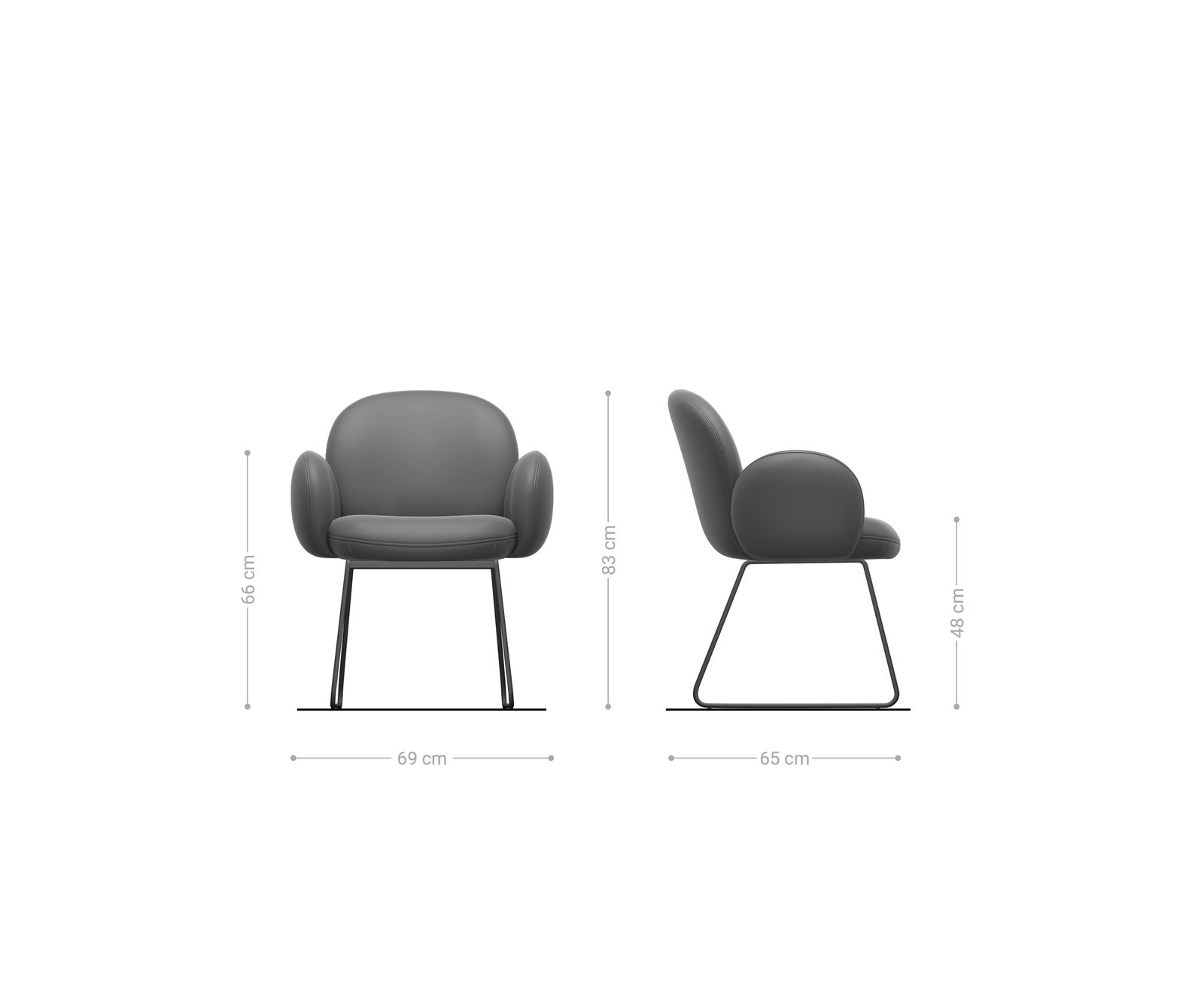 Jídelní židle Nube-Flex s područkami bouclé měkký tmavě béžová tenká podnož nerezová ocel taštičkové pružiny - Obrázek 6