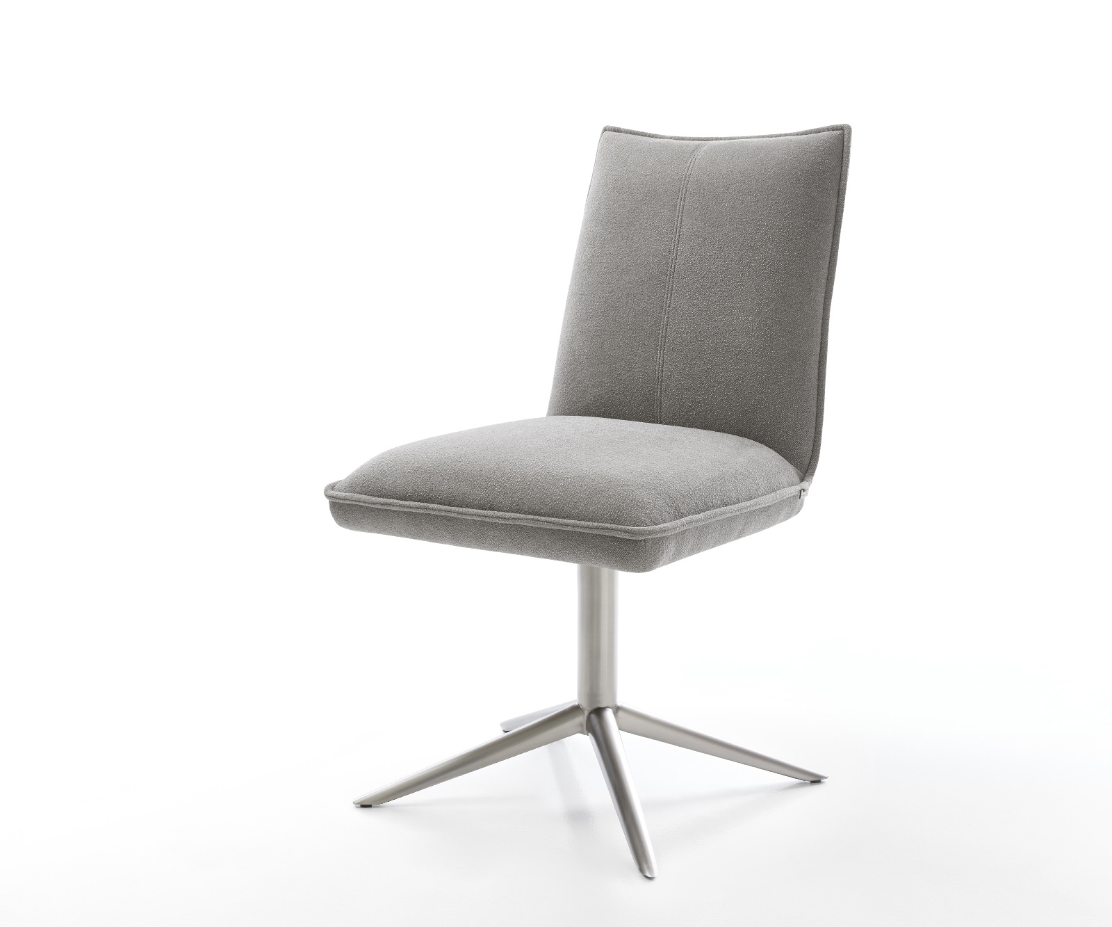 Jídelní židle Lelio-Flex látka Měkký šedá křížová podnož nerezová ocel 360° otočný houpací funkce taštičkové pružiny