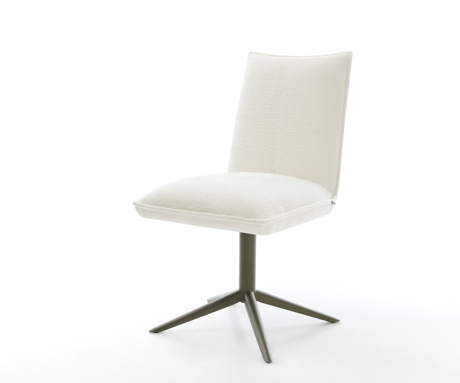 Jídelní židle Lelio-Flex bouclé měkký béžová podnož křížová titanová barva 360° otočný houpací funkce taštičkové pružiny