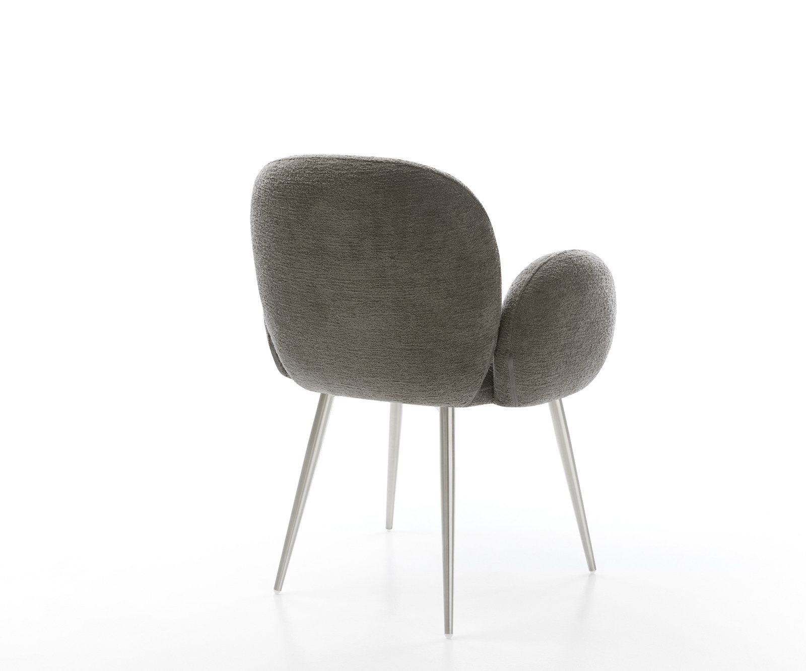 Jídelní židle Nube-Flex s područkami bouclé měkký tmavě béžová 4-nohá zúžená nerezová ocel taštičkové pružiny - Obrázek 5