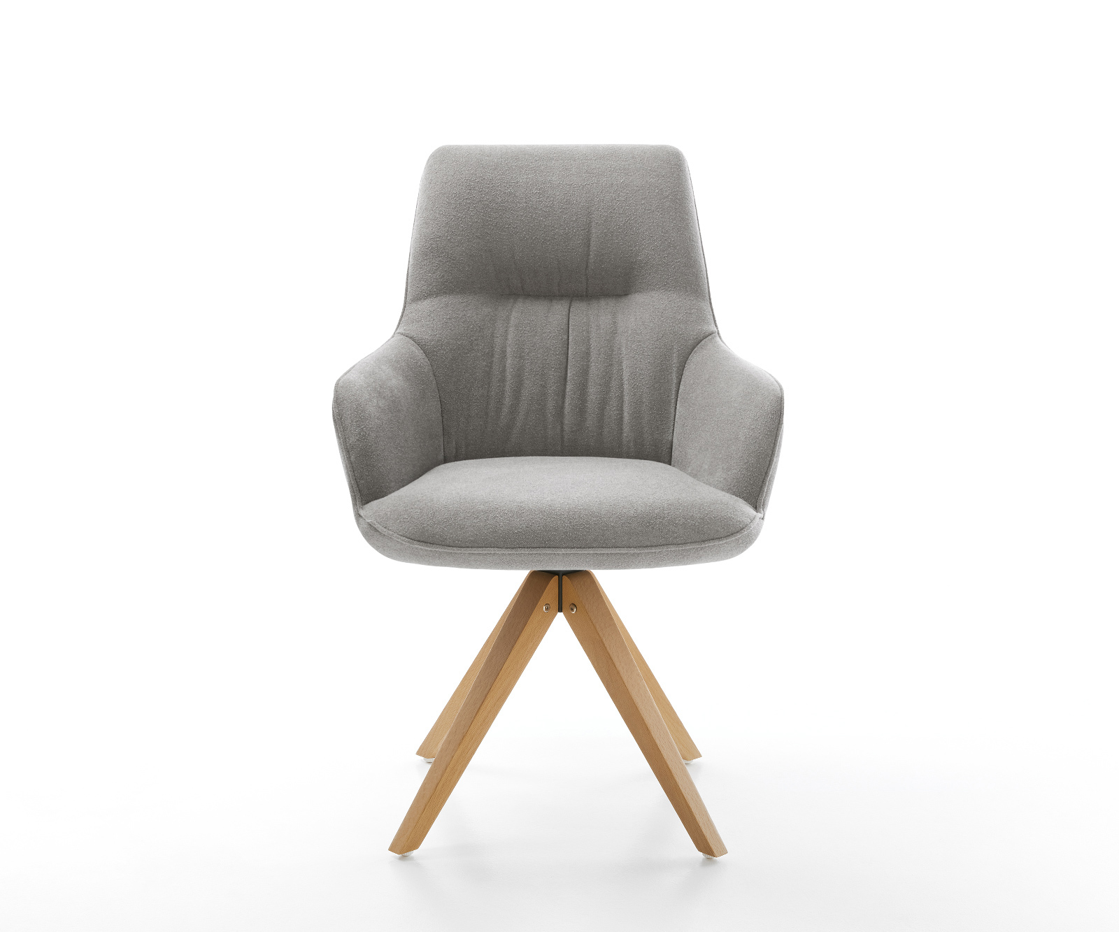 Jídelní židle Zelia-Flex s područkami potahová látka Měkký šedá dřevěná podnož hranatá přírodní 180° otočný taštičkové pružiny - Obrázek 2