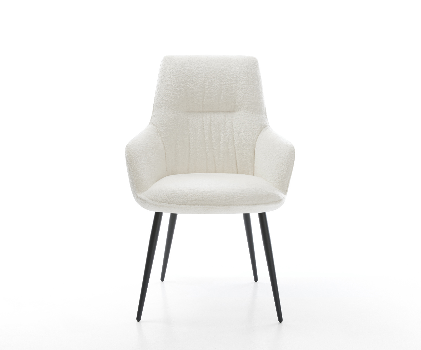 Jídelní židle Zelia-Flex s područkami bouclé měkký béžová 4 nohy zúžené černá taštičkové pružiny - Obrázek 2