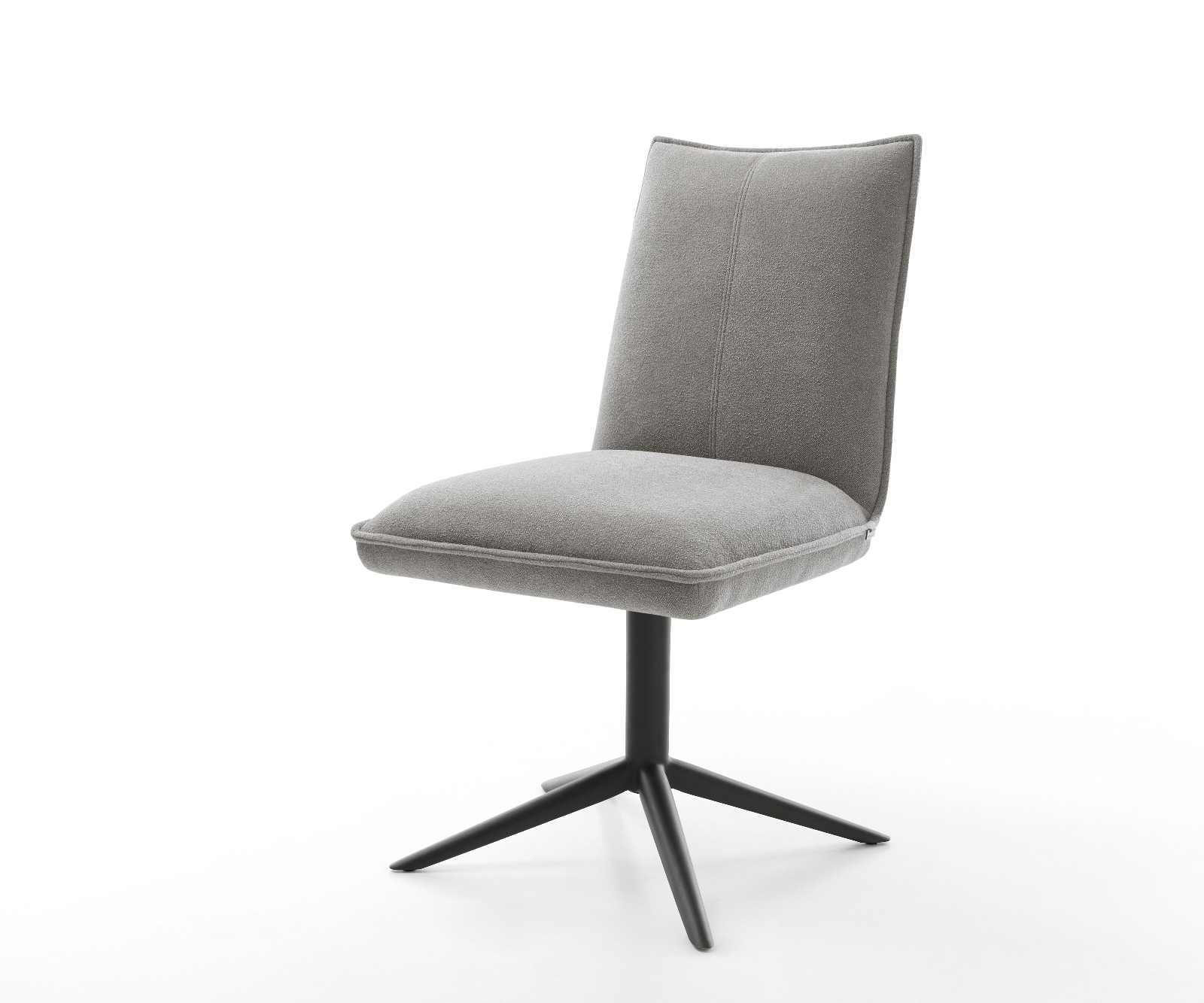 Jídelní židle Lelio-Flex tkanina Měkký šedá křížová podnož černá 360° otočný houpací funkce taštičkové pružiny