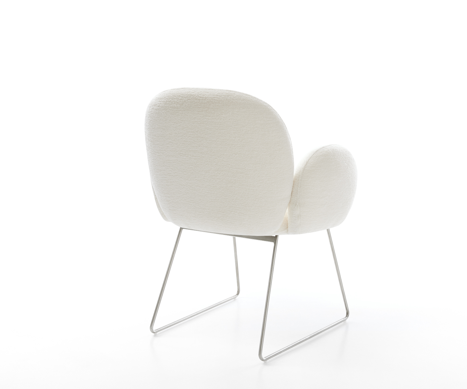 Jídelní židle Nube-Flex s područkami bouclé měkký béžová tenká podnož nerezová ocel taštičkové pružiny - Obrázek 4