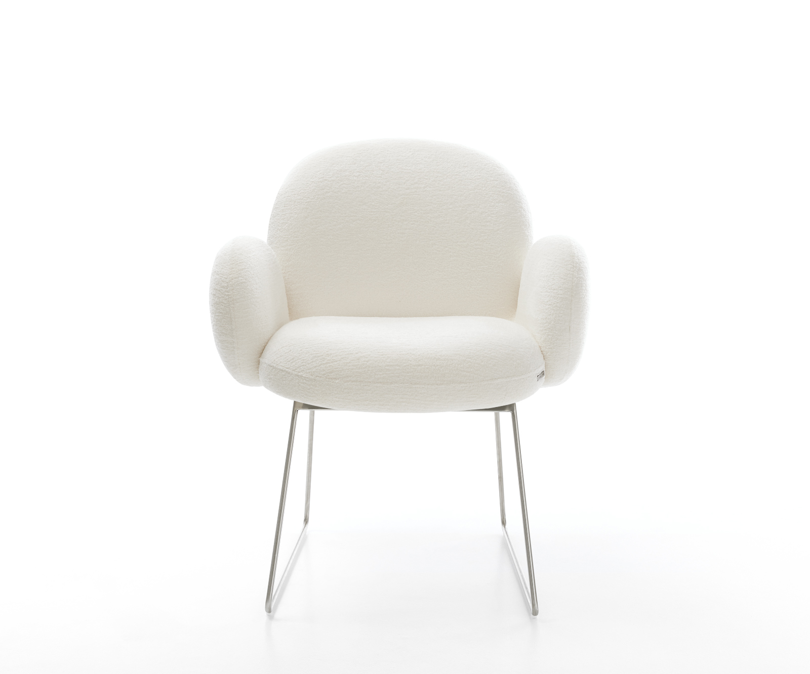 Jídelní židle Nube-Flex s područkami bouclé měkký béžová tenká podnož nerezová ocel taštičkové pružiny - Obrázek 2