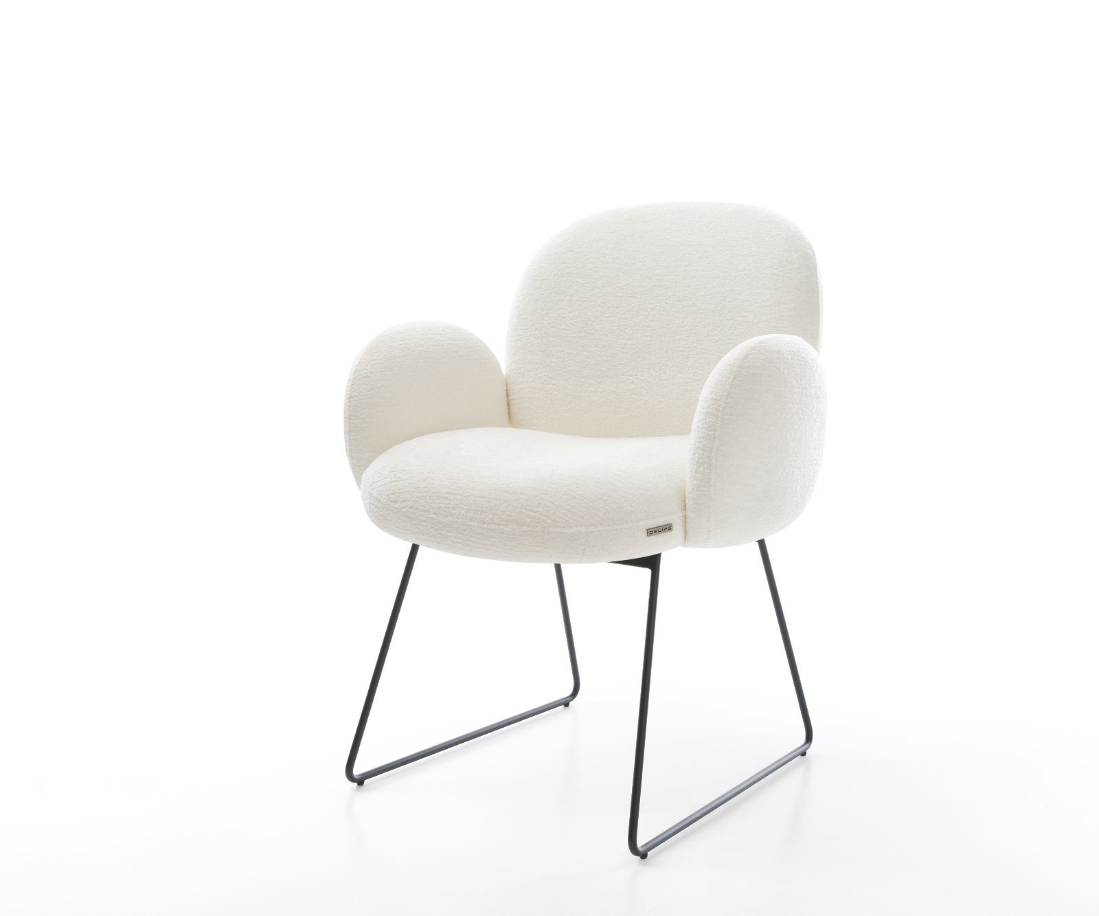 Jídelní židle Nube-Flex s područkami bouclé měkký béžová tenká podnož černá taštičkové pružiny