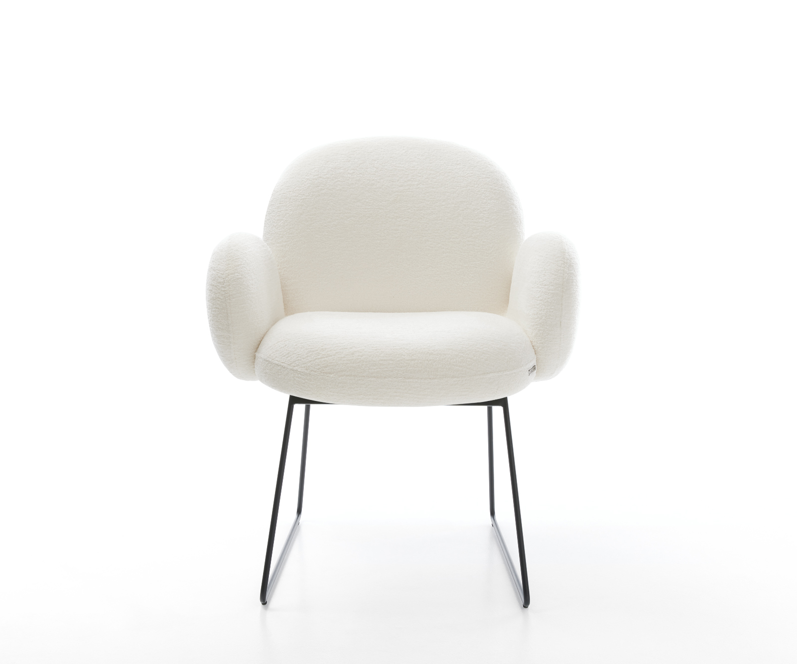 Jídelní židle Nube-Flex s područkami bouclé měkký béžová tenká podnož černá taštičkové pružiny - Obrázek 2