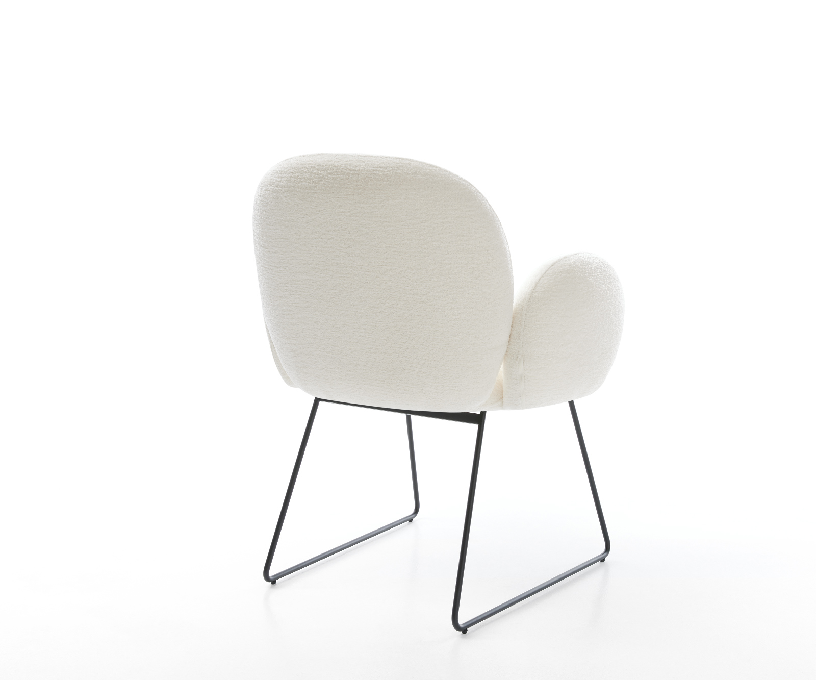 Jídelní židle Nube-Flex s područkami bouclé měkký béžová tenká podnož černá taštičkové pružiny - Obrázek 4