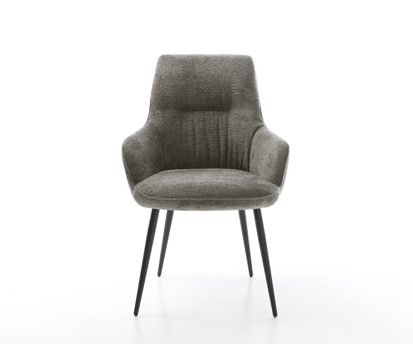 Jídelní židle Zelia-Flex s područkami bouclé měkký tmavě béžová 4-nohá zúžená černá taštičkové pružiny - Obrázek 2