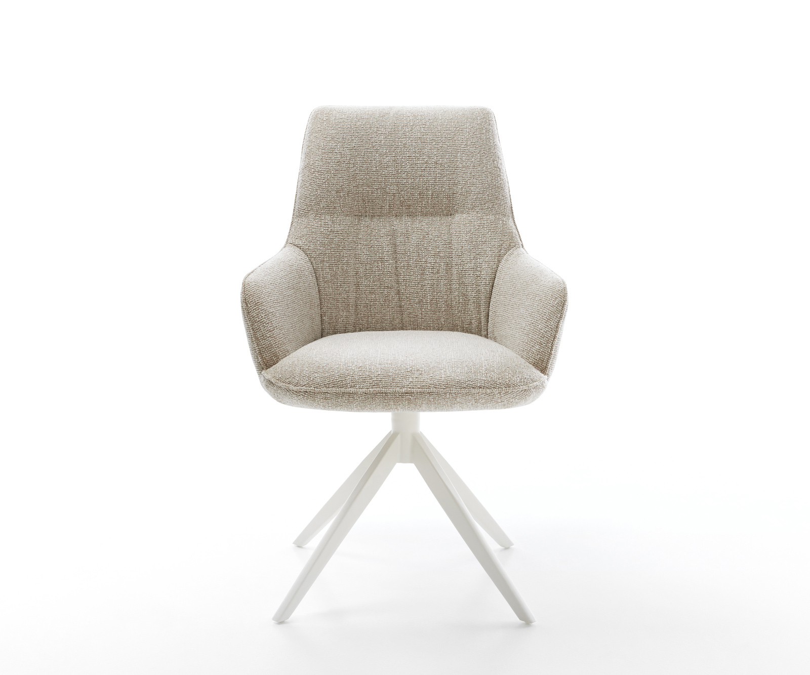 Jídelní židle Zelia-Flex s područkami tkanina Měkký béžová křížová podnož široká bílá otočná o 360° houpací funkce taštičkové pružiny - Obrázek 2