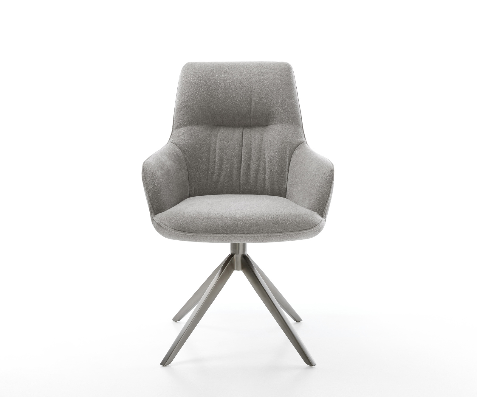 Jídelní židle Zelia-Flex s područkami potahová látka Měkký šedá křížová podnož široká grafitová 360° otočná houpací funkce taštičkové pružiny - Obrázek 2