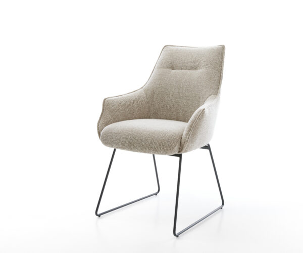 Jídelní židle Alja-Flex s područkami látka Měkký béžová tenká podnož černá taštičkové pružiny