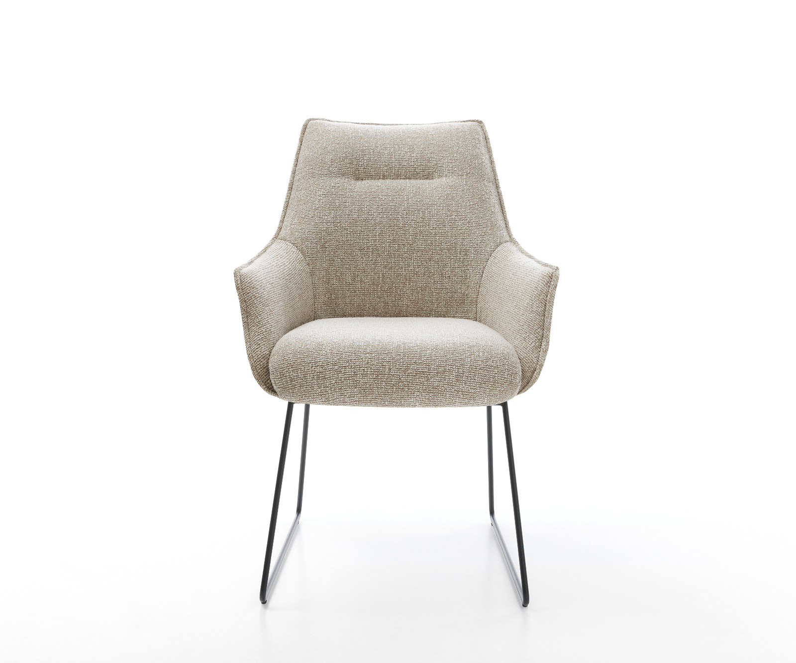 Jídelní židle Alja-Flex s područkami látka Měkký béžová tenká podnož černá taštičkové pružiny - Obrázek 2