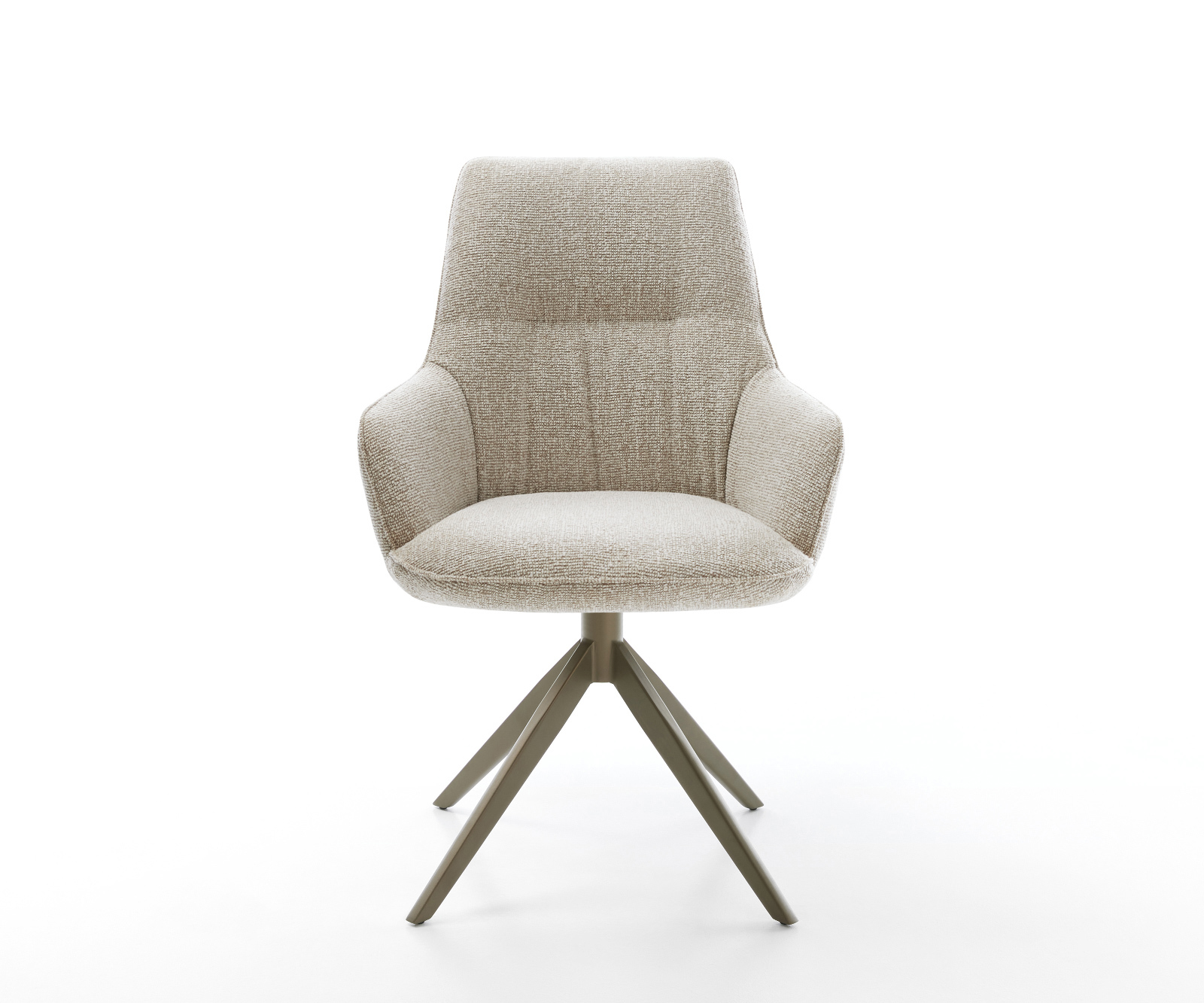 Jídelní židle Zelia-Flex s područkami tkanina Měkký béžová široká křížová podnož Titanová barva 360° otočný houpací funkce taštičkové pružiny - Obrázek 2