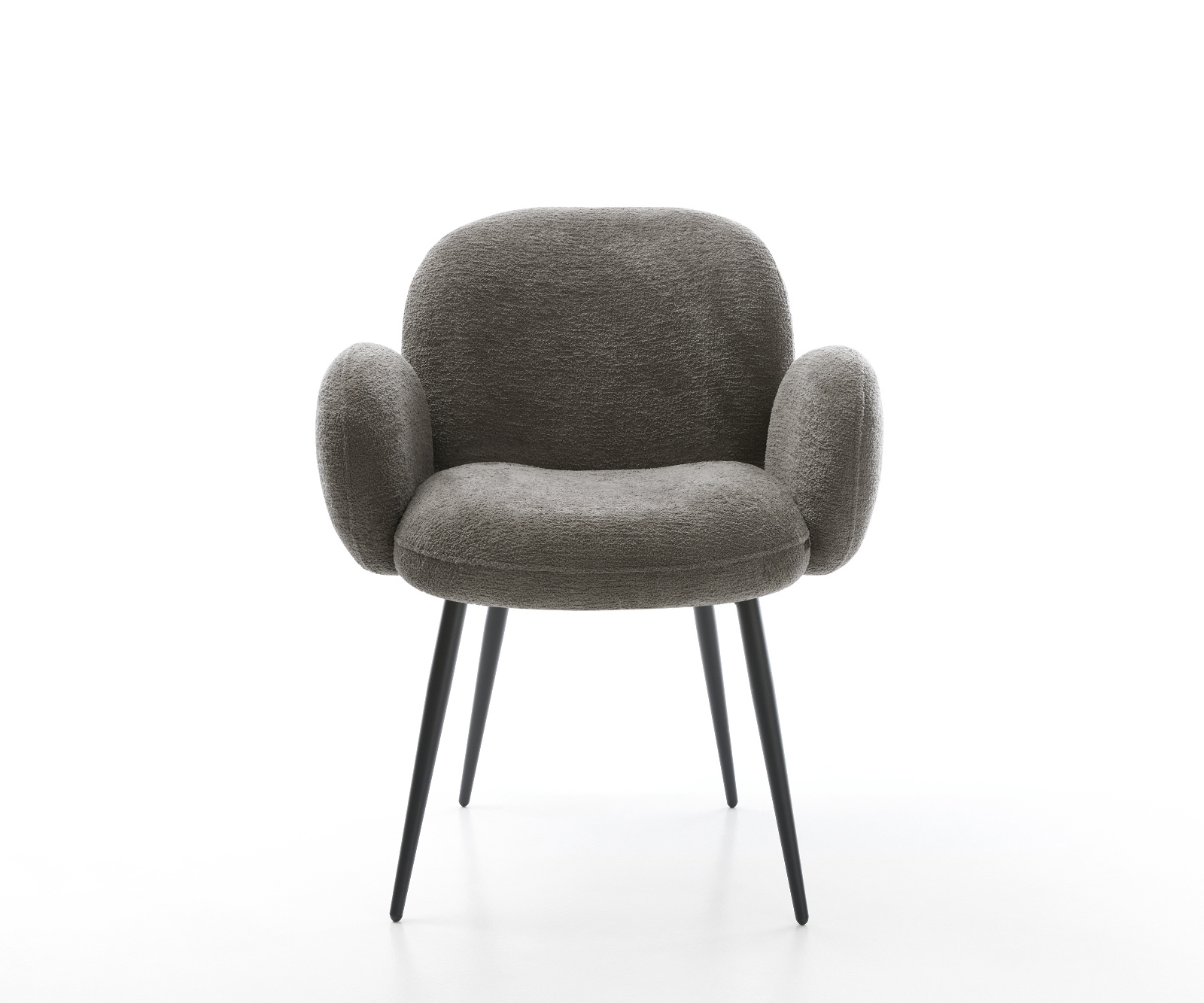 Jídelní židle Nube-Flex s područkami bouclé měkký tmavě béžová 4-nohá zúžená černá taštičkové pružiny - Obrázek 2