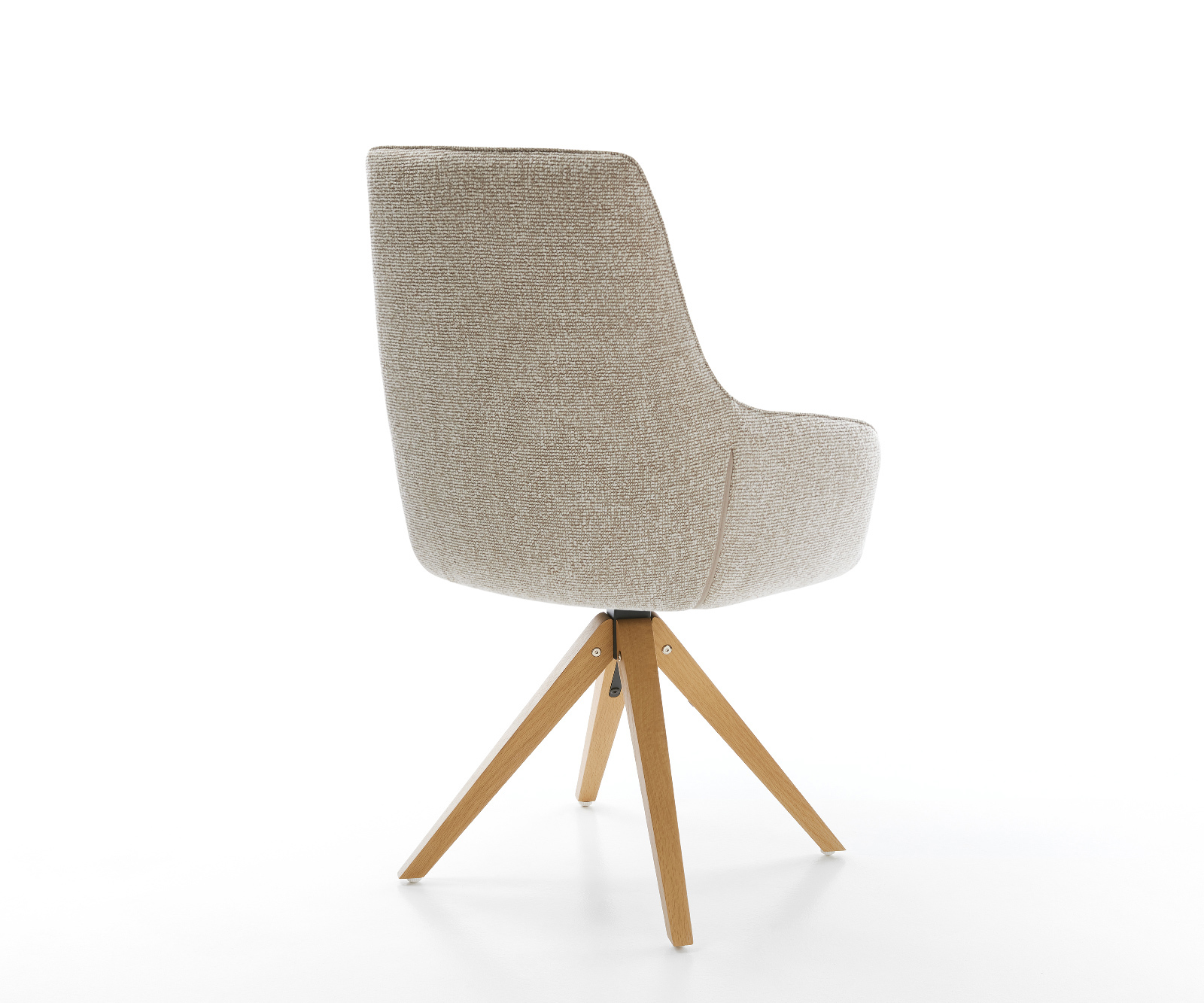 Jídelní židle Zelia-Flex s područkami látka Měkký béžová dřevěná podnož hranatý přírodní 180° otočný taštičkové pružiny - Obrázek 5