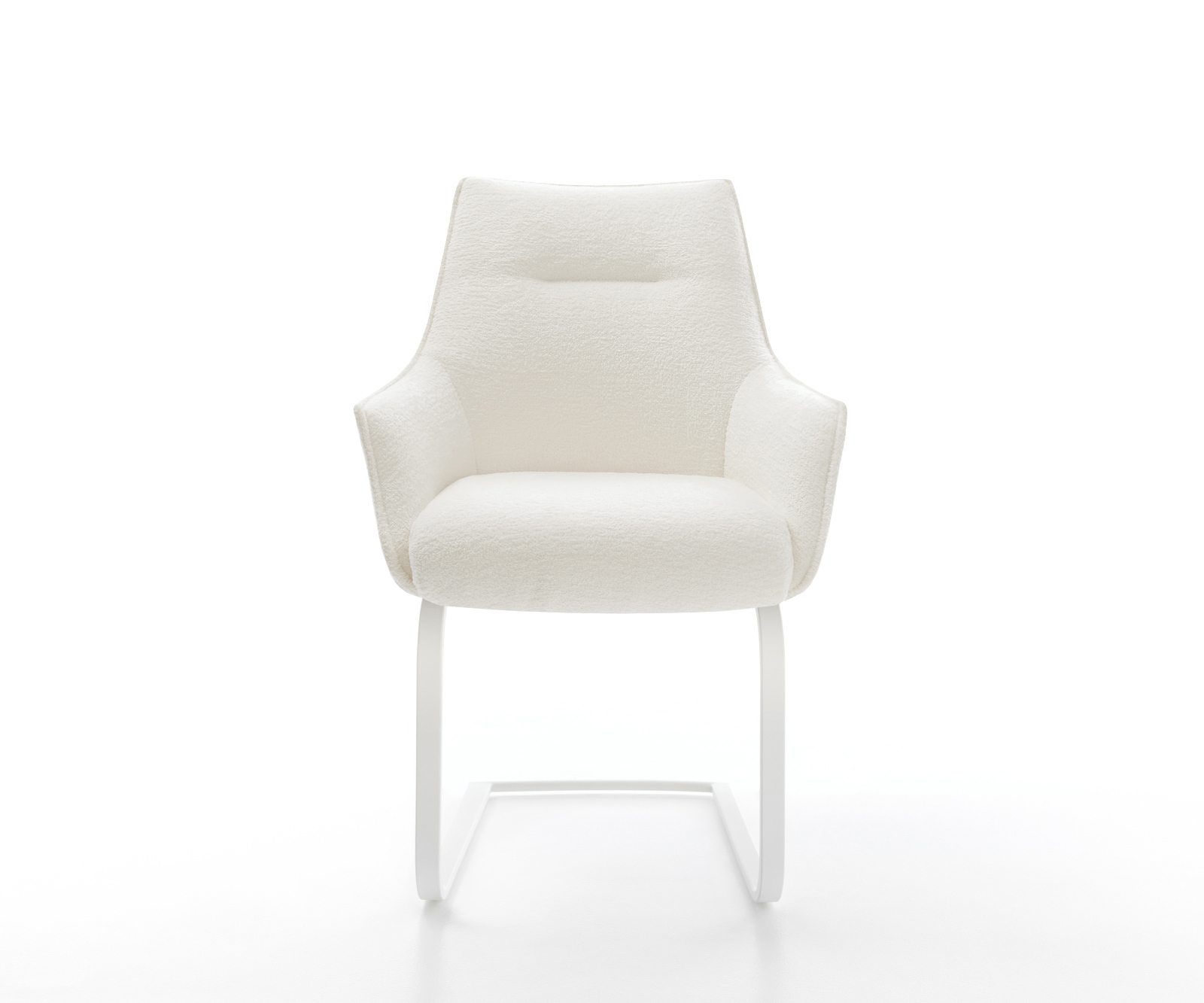 Jídelní židle Alja-Flex s područkami bouclé měkký béžová jídelní židle plochá bílá taštičkové pružiny - Obrázek 2