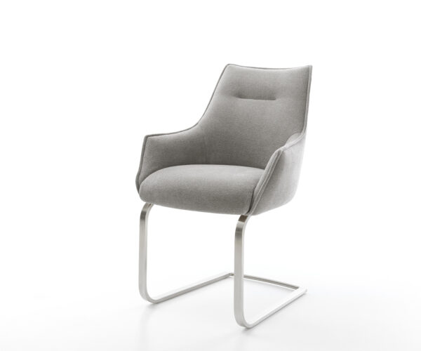 Jídelní židle Alja-Flex s područkami strukturovaná látka Měkký šedá jídelní židle plochá nerezová ocel taštičkové pružiny