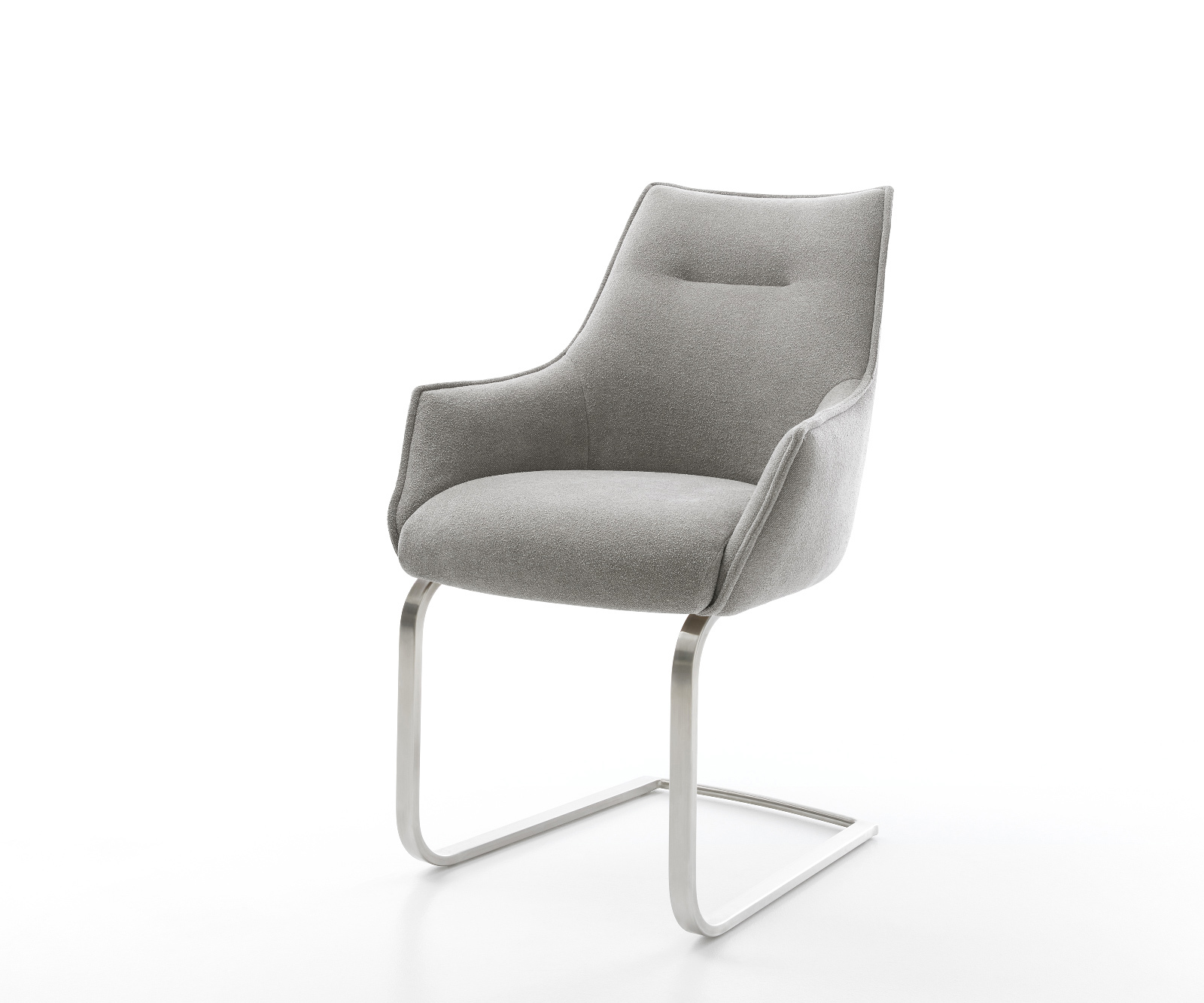 Jídelní židle Alja-Flex s područkami strukturovaná látka Měkký šedá jídelní židle plochá nerezová ocel taštičkové pružiny