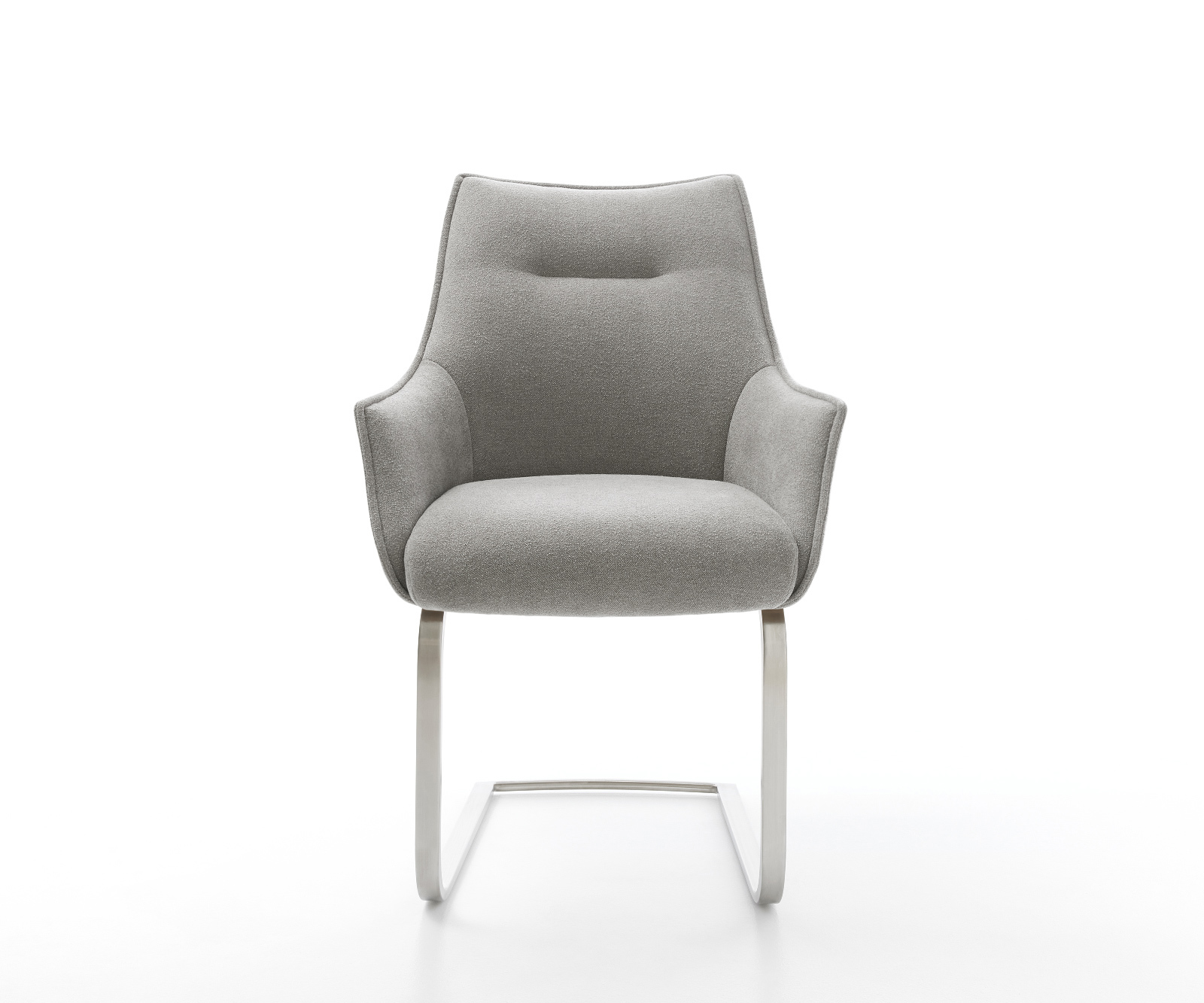 Jídelní židle Alja-Flex s područkami strukturovaná látka Měkký šedá jídelní židle plochá nerezová ocel taštičkové pružiny - Obrázek 2