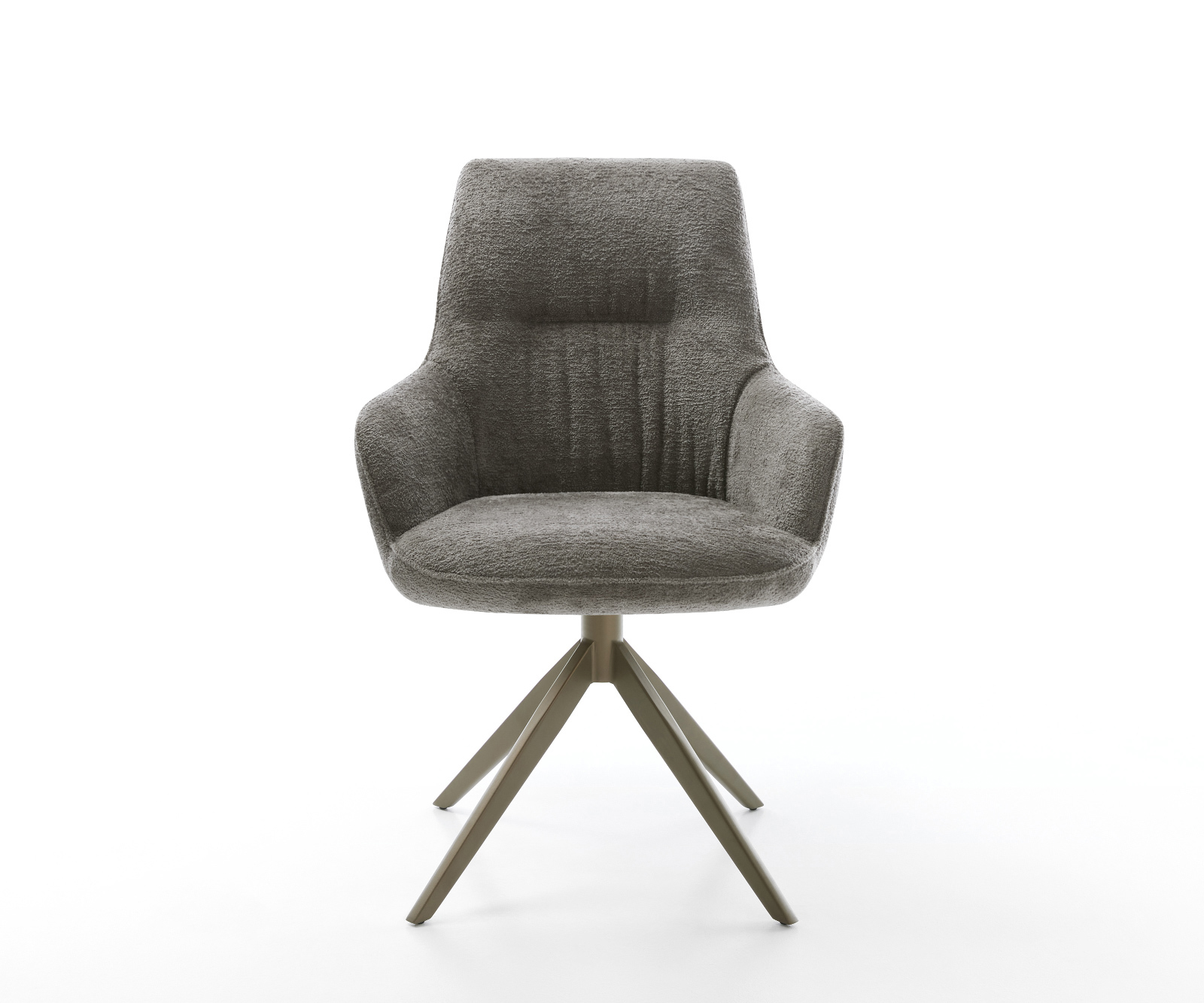 Jídelní židle Zelia-Flex s područkami bouclé měkký tmavě béžová křížová podnož široká titanová barva 360° otočný houpací funkce taštičkové pružiny - Obrázek 2